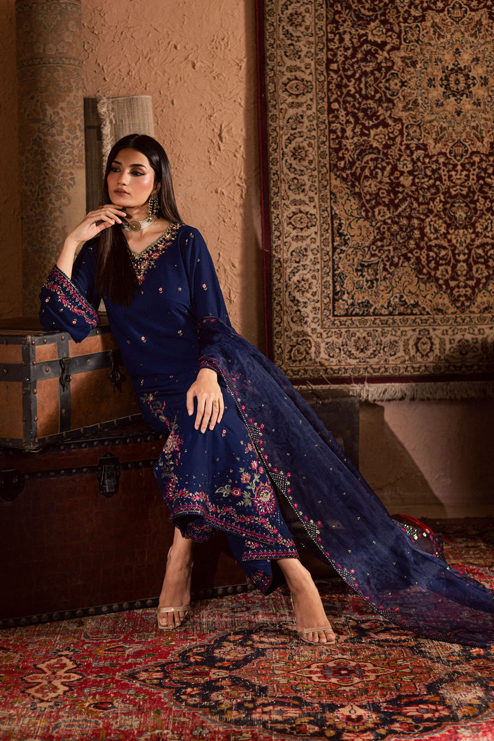  Skyra 3Pc- Festive Luxe Pret BATIKSTUDIO2025  BATIK   S / Deep Blue / Georgette-M / Deep Blue / Georgette-L / Deep Blue / Georgette