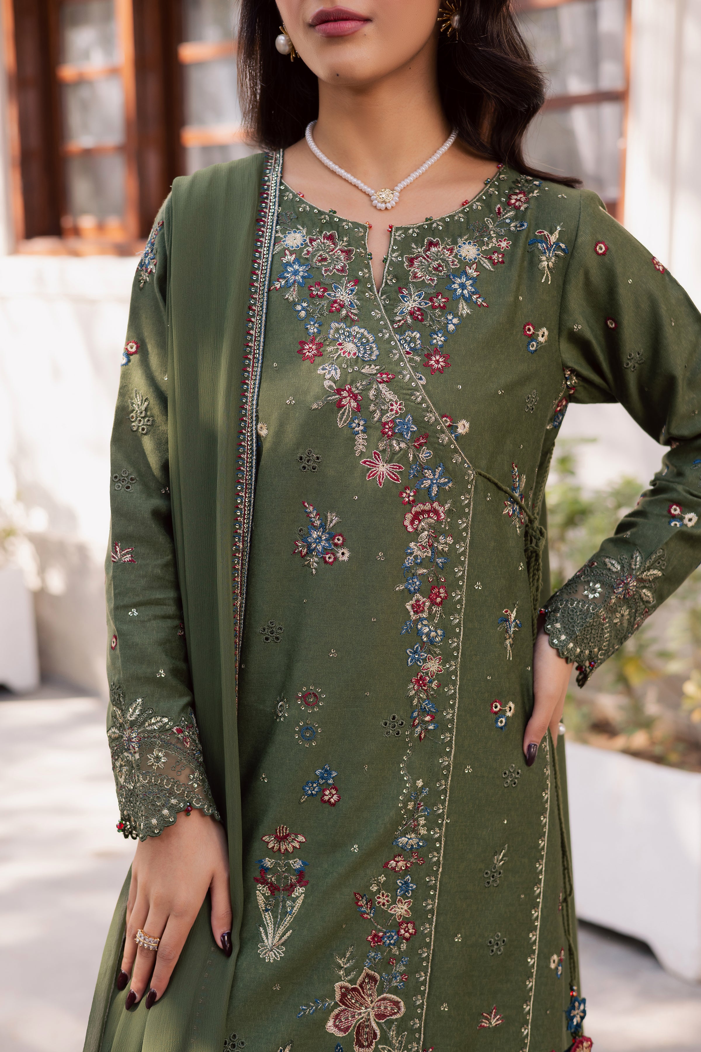  Sofiaa 3Pc - Embroidered Karandi Dress BATIK WINTER PRET 2025  BATIK   XS / Green Moss / Karandi-S / Green Moss / Karandi-M / Green Moss / Karandi-L / Green Moss / Karandi-XL / Green Moss / Karandi