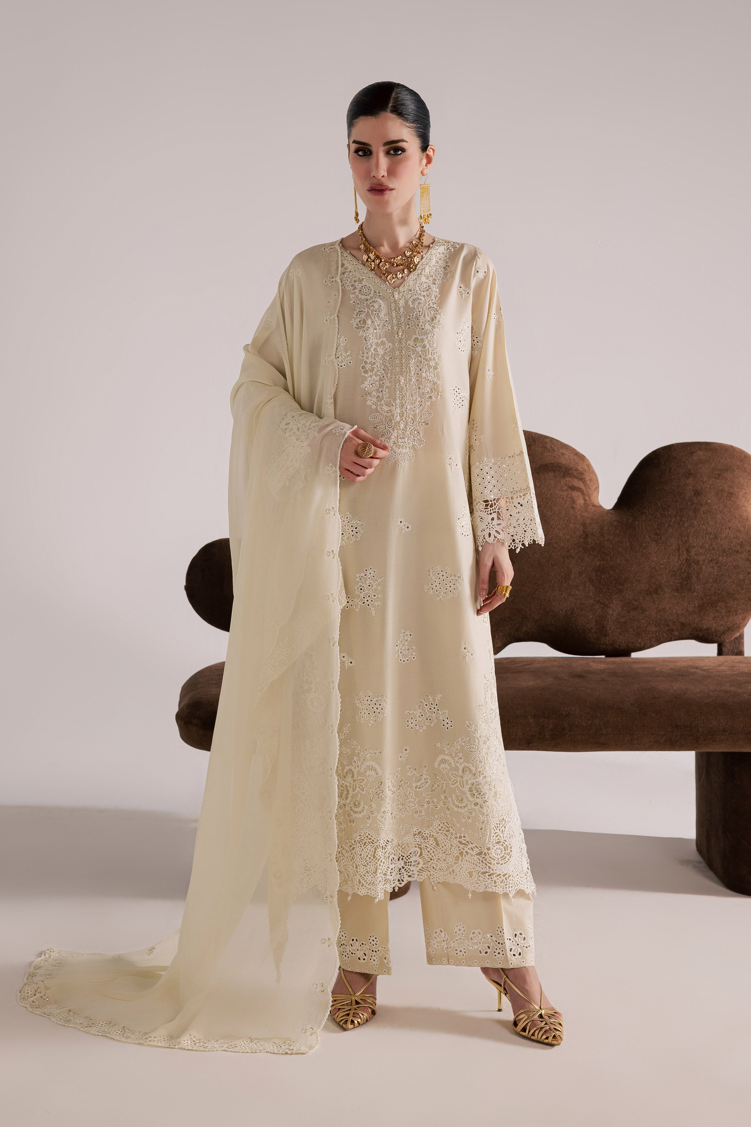  Soft Pearl 3Pc - Festive Eid Pret BATIKSS26  BATIK   XS / Beige / Pima Lawn-S / Beige / Pima Lawn-M / Beige / Pima Lawn-L / Beige / Pima Lawn-XL / Beige / Pima Lawn