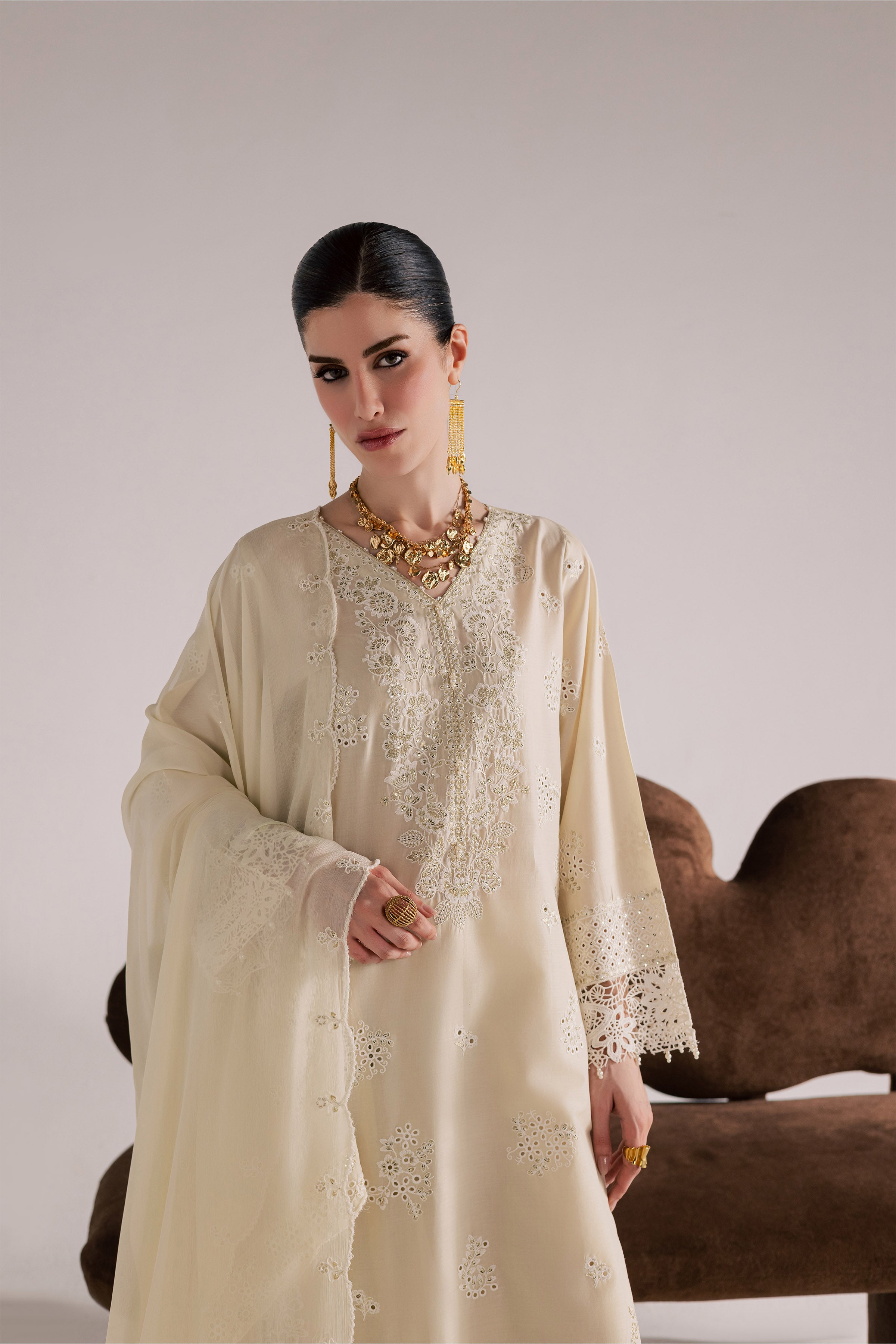  Soft Pearl 3Pc - Festive Eid Pret BATIKSS26  BATIK   XS / Beige / Pima Lawn-S / Beige / Pima Lawn-M / Beige / Pima Lawn-L / Beige / Pima Lawn-XL / Beige / Pima Lawn