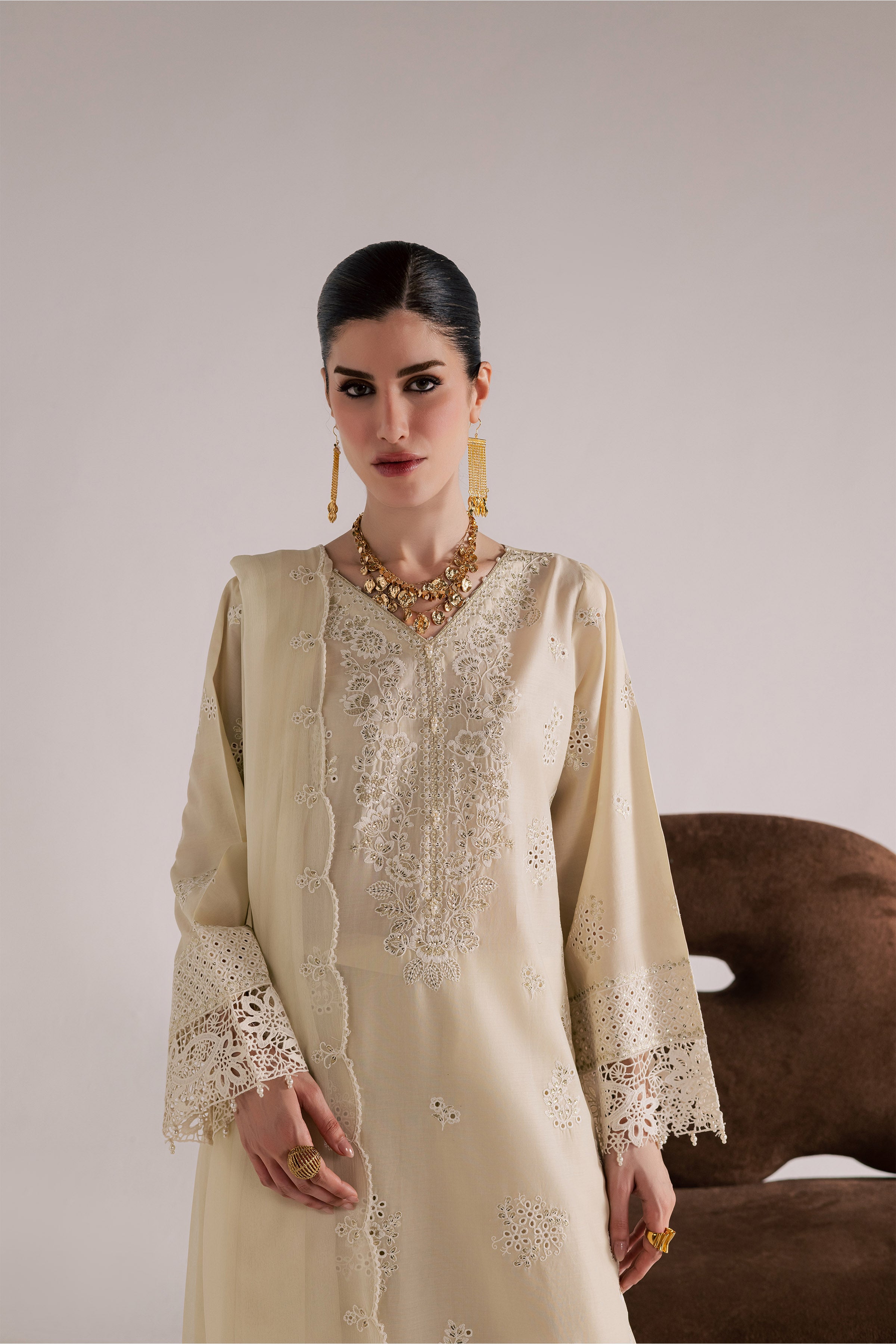  Soft Pearl 3Pc - Festive Eid Pret BATIKSS26  BATIK   XS / Beige / Pima Lawn-S / Beige / Pima Lawn-M / Beige / Pima Lawn-L / Beige / Pima Lawn-XL / Beige / Pima Lawn
