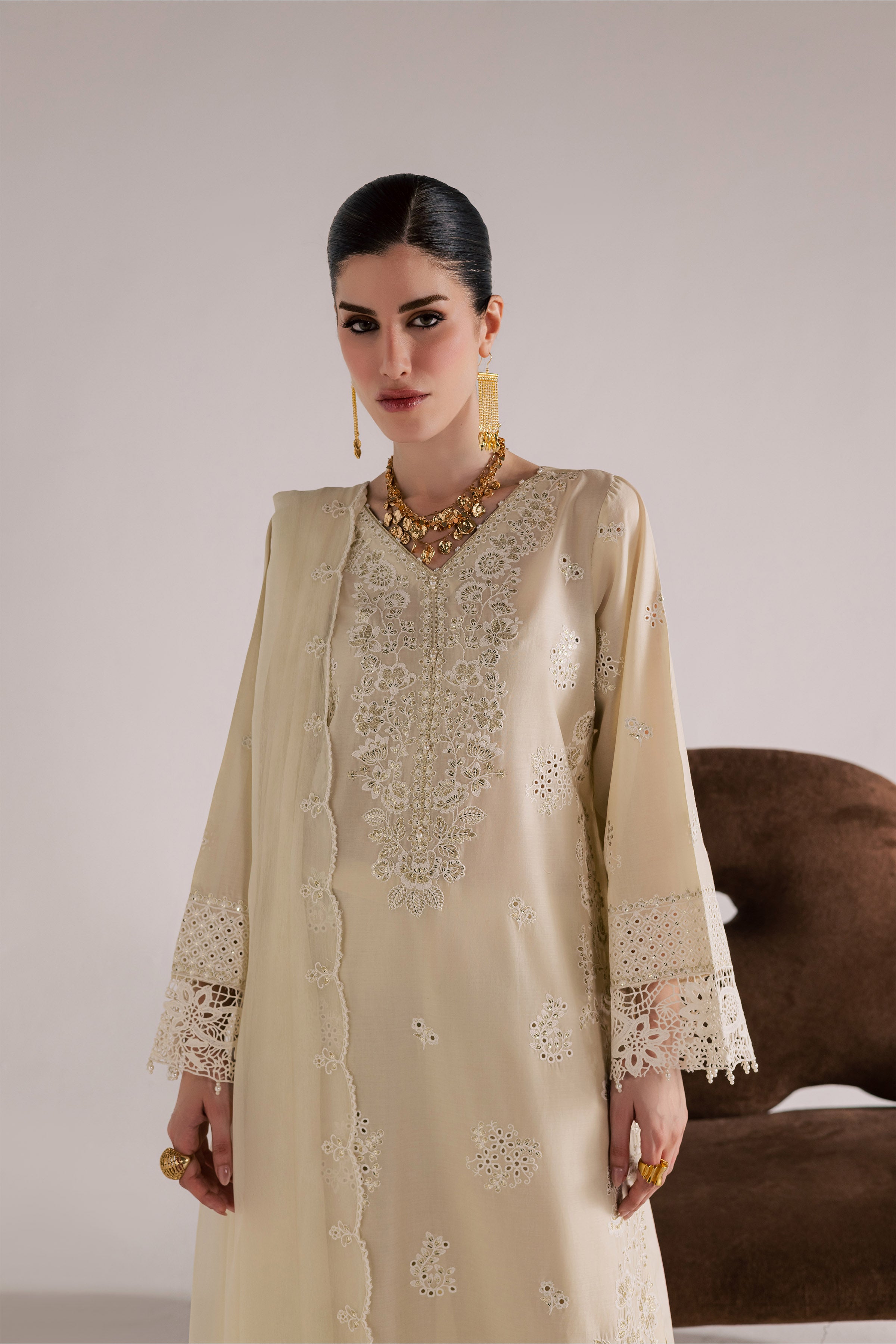  Soft Pearl 3Pc - Festive Eid Pret BATIKSS26  BATIK   XS / Beige / Pima Lawn-S / Beige / Pima Lawn-M / Beige / Pima Lawn-L / Beige / Pima Lawn-XL / Beige / Pima Lawn