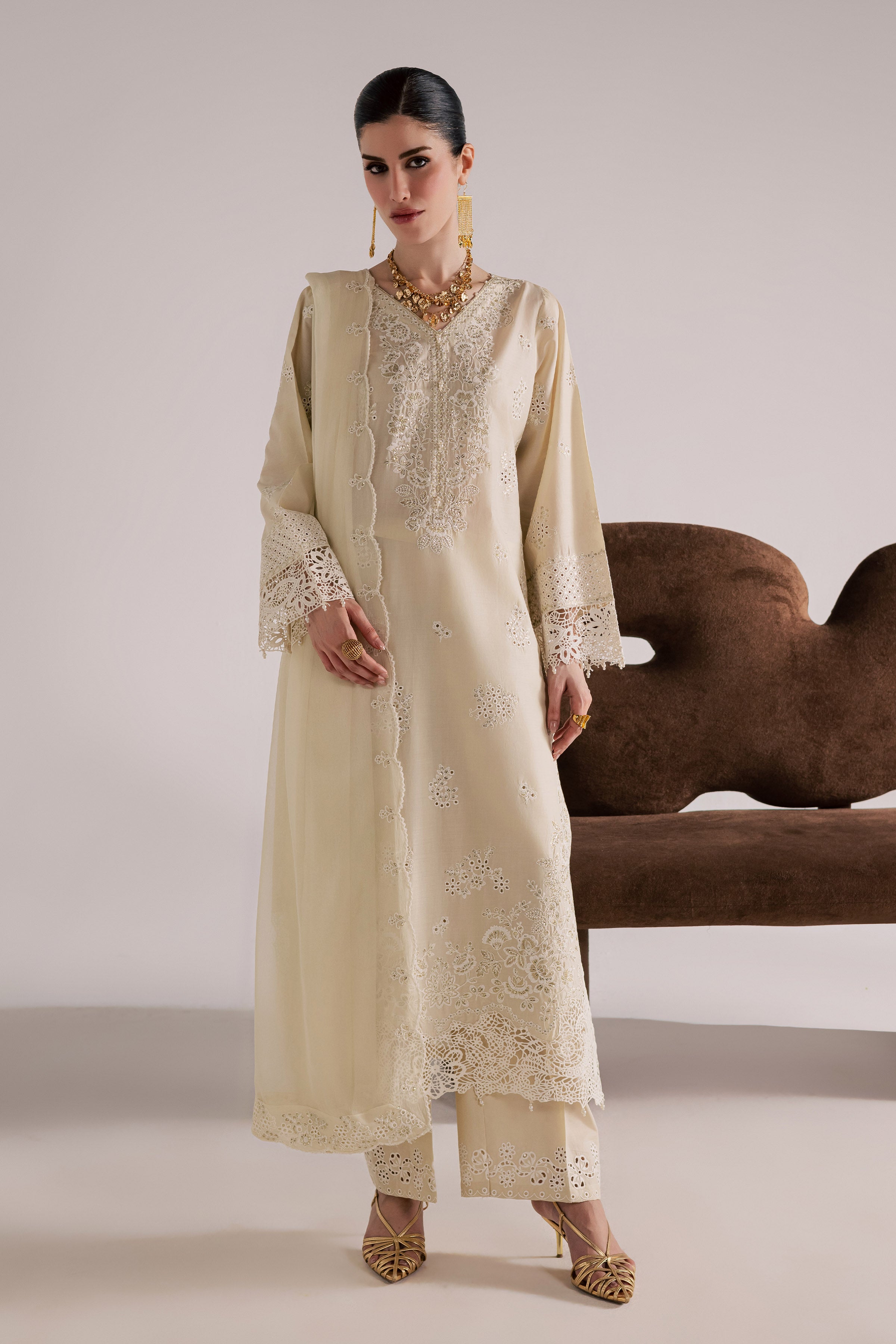  Soft Pearl 3Pc - Festive Eid Pret BATIKSS26  BATIK   XS / Beige / Pima Lawn-S / Beige / Pima Lawn-M / Beige / Pima Lawn-L / Beige / Pima Lawn-XL / Beige / Pima Lawn