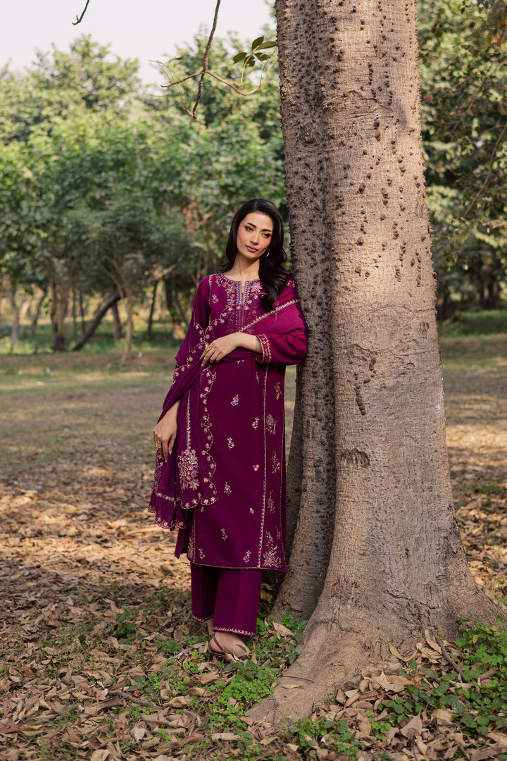  Sole 3Pc - Embroidered Khaddar Dress BATIK WINTER PRET 2025  BATIK   XS / Beetroot / Khaddar-S / Beetroot / Khaddar-M / Beetroot / Khaddar-L / Beetroot / Khaddar-XL / Beetroot / Khaddar