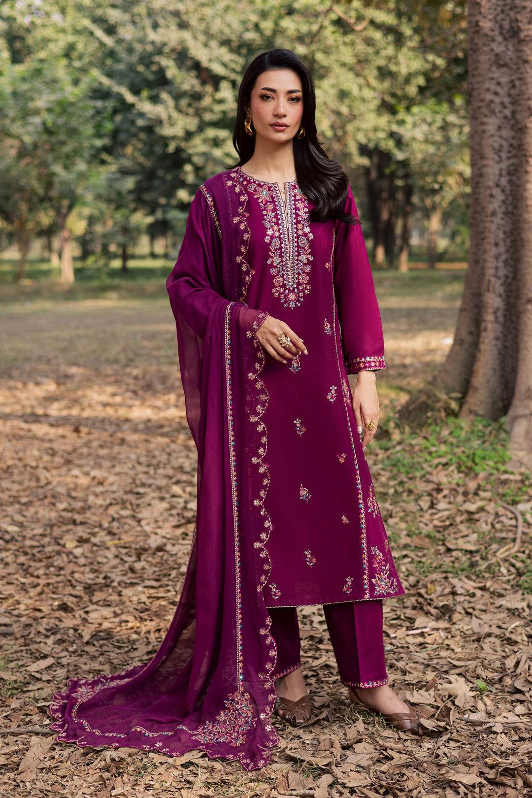  Sole 3Pc - Embroidered Khaddar Dress BATIK WINTER PRET 2025  BATIK   XS / Beetroot / Khaddar-S / Beetroot / Khaddar-M / Beetroot / Khaddar-L / Beetroot / Khaddar-XL / Beetroot / Khaddar