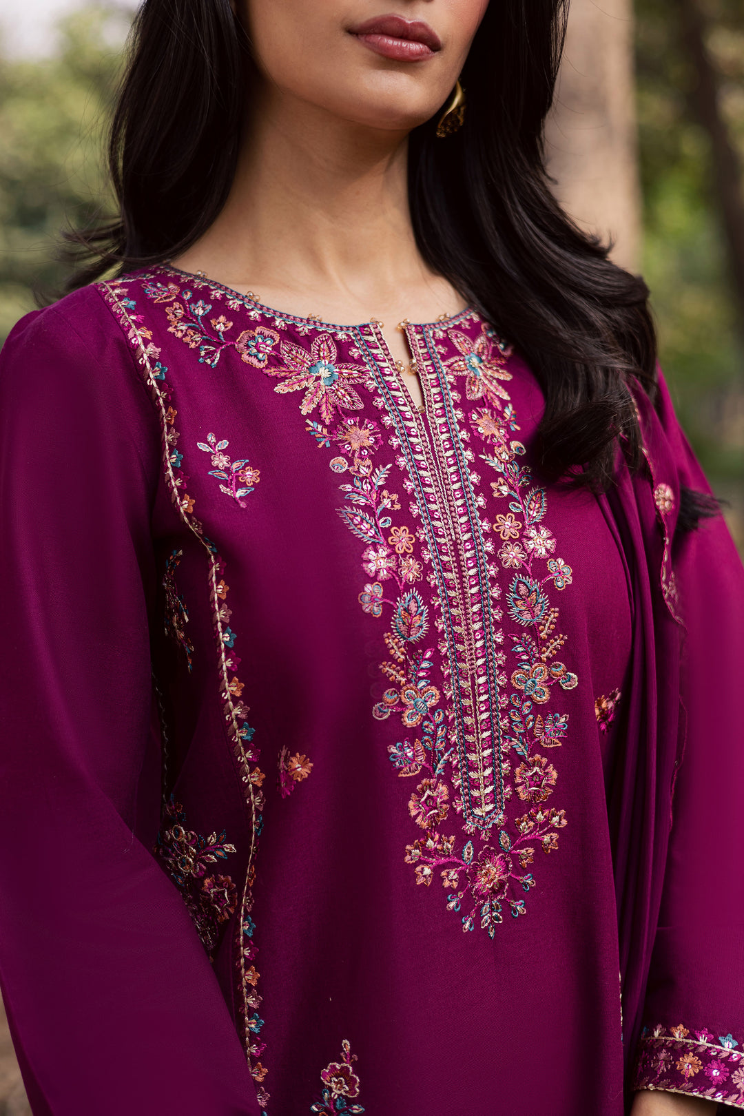  Sole 3Pc - Embroidered Khaddar Dress BATIK WINTER PRET 2025  BATIK   XS / Beetroot / Khaddar-S / Beetroot / Khaddar-M / Beetroot / Khaddar-L / Beetroot / Khaddar-XL / Beetroot / Khaddar