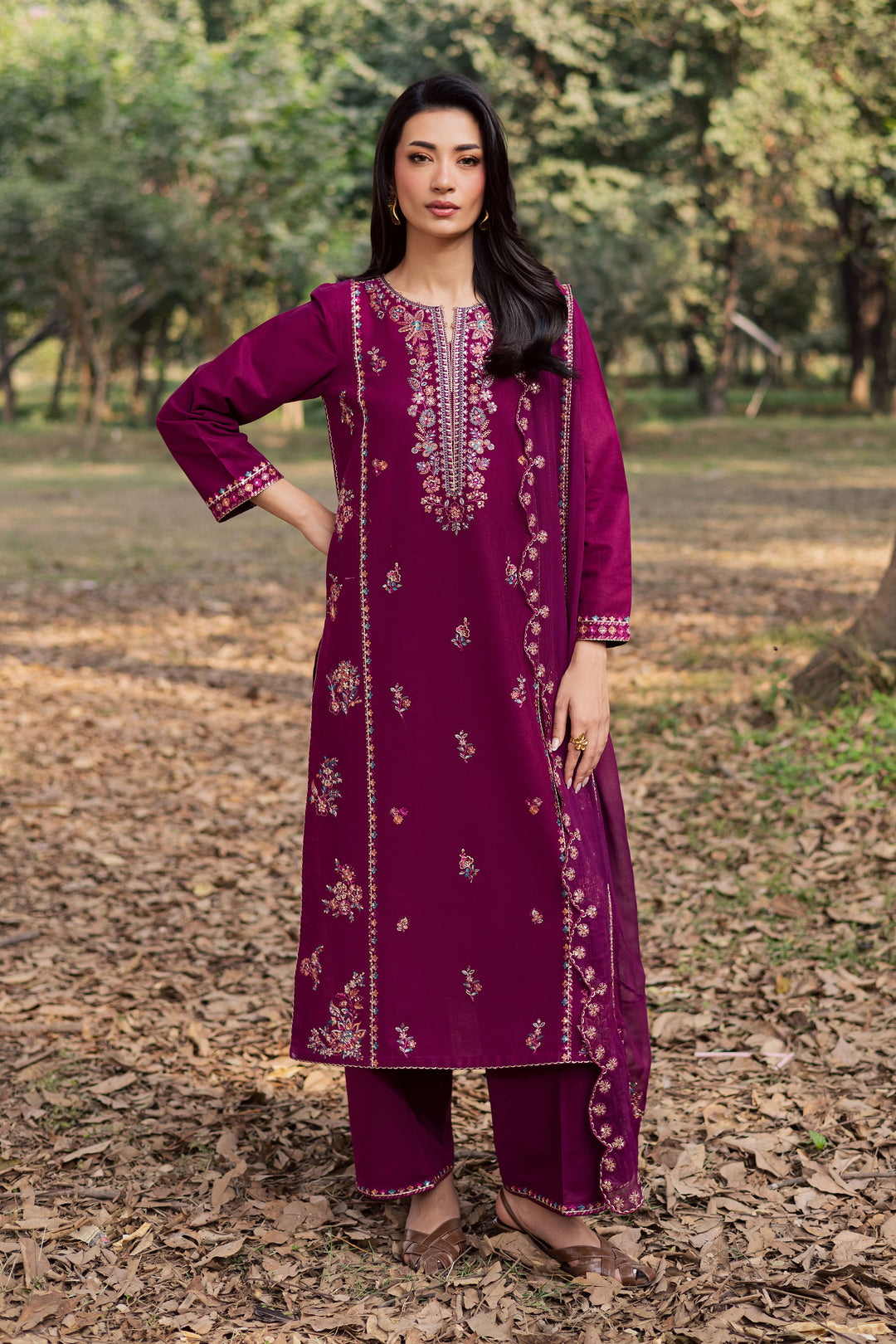  Sole 3Pc - Embroidered Khaddar Dress BATIK WINTER PRET 2025  BATIK   XS / Beetroot / Khaddar-S / Beetroot / Khaddar-M / Beetroot / Khaddar-L / Beetroot / Khaddar-XL / Beetroot / Khaddar