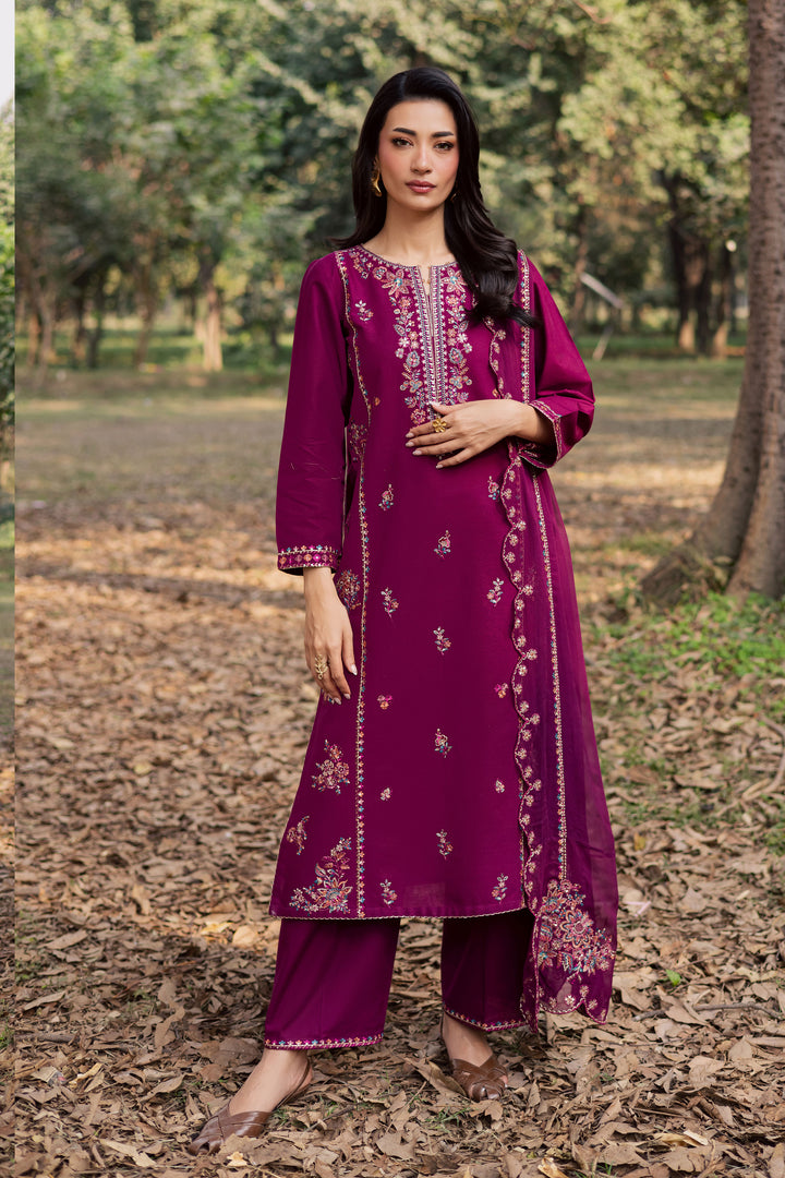  Sole 3Pc - Embroidered Khaddar Dress BATIK WINTER PRET 2025  BATIK   XS / Beetroot / Khaddar-S / Beetroot / Khaddar-M / Beetroot / Khaddar-L / Beetroot / Khaddar-XL / Beetroot / Khaddar