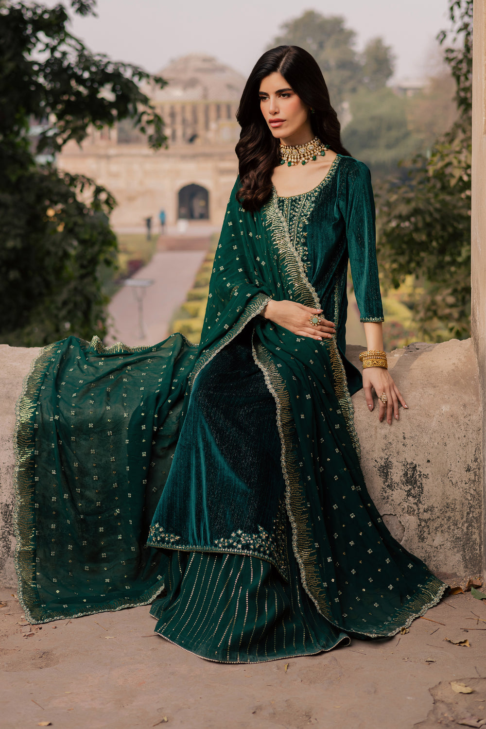  Solesta 3Pc - Velvet Formal Dress BATIKstudio  BATIK   S / Dark Green / Velvet-M / Dark Green / Velvet-L / Dark Green / Velvet