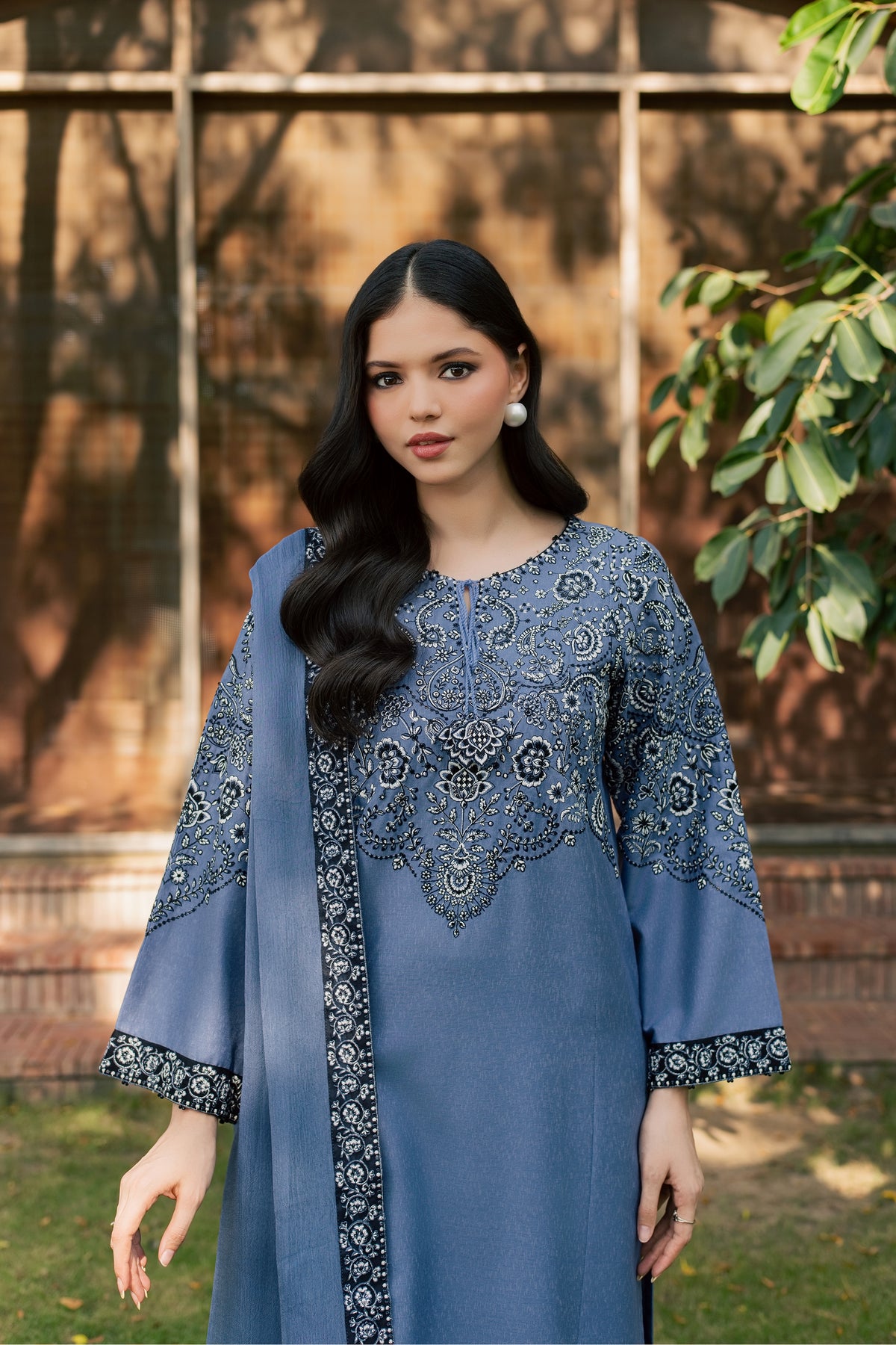 Sozni 3Pc - Embroidered Karandi Pret PRETKARANDI2026  BATIK   XS / Blue Horizon / Karandi