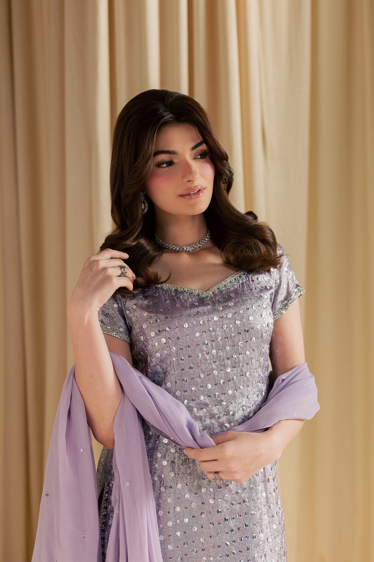 Stella 3Pc - Festive Luxe Pret STUDIOLUXEAUG26  BATIK   S / Lilac / Elara Silk