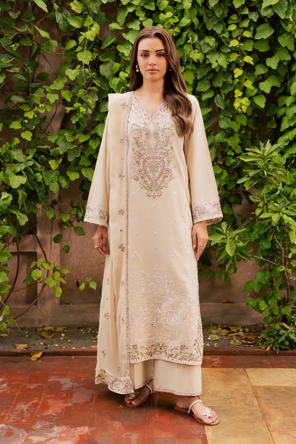 Sugar Plum 3Pc - Embroidered Khaddar Pret PRETKHADDAR2026  BATIK   XS / Ivory / Khaddar