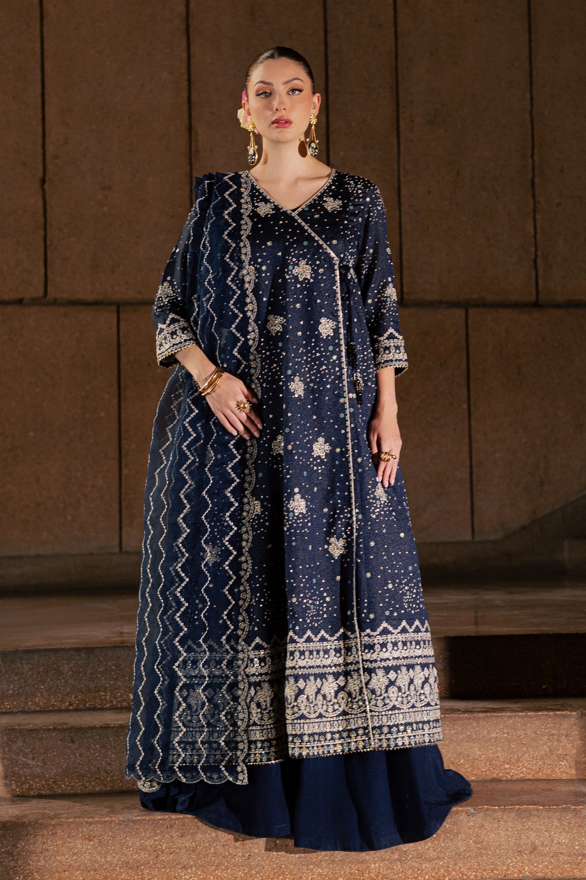 Sunlit 3Pc - Festive Luxe Pret BATIKLUXOCT26  BATIK   XS / Midnight Blue / Bubble Organza
