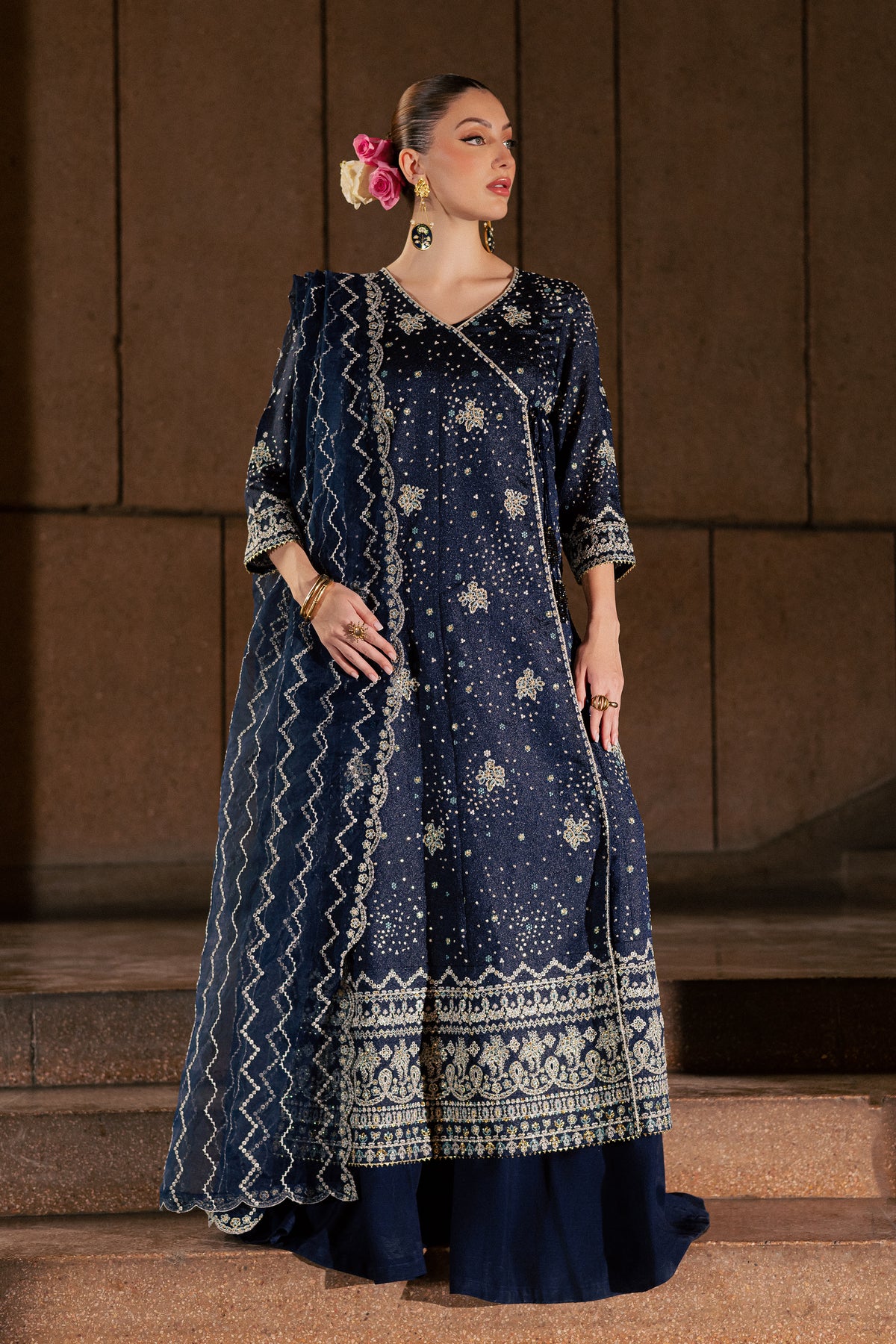 Sunlit 3Pc - Festive Luxe Pret BATIKLUXOCT26  BATIK   XS / Midnight Blue / Bubble Organza