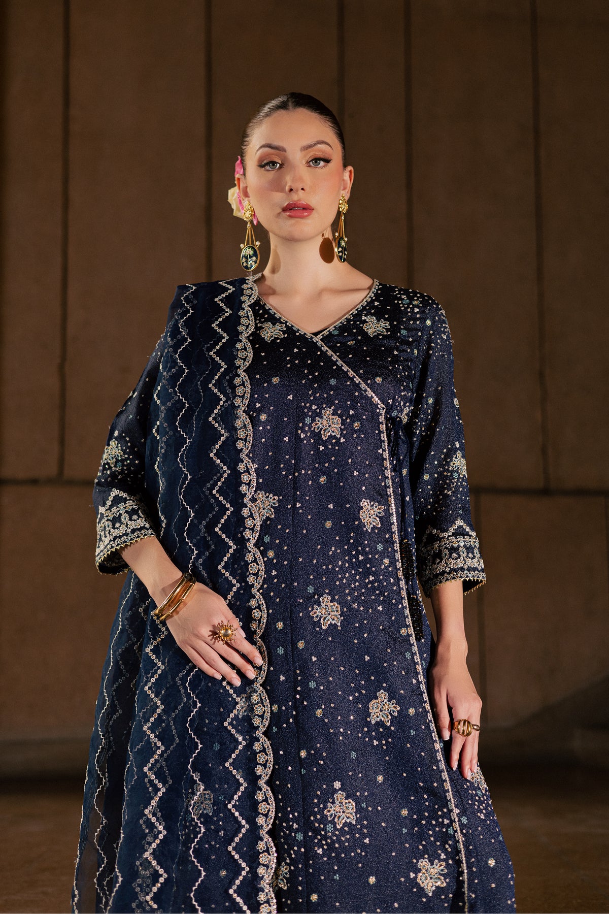 Sunlit 3Pc - Festive Luxe Pret BATIKLUXOCT26  BATIK   XS / Midnight Blue / Bubble Organza