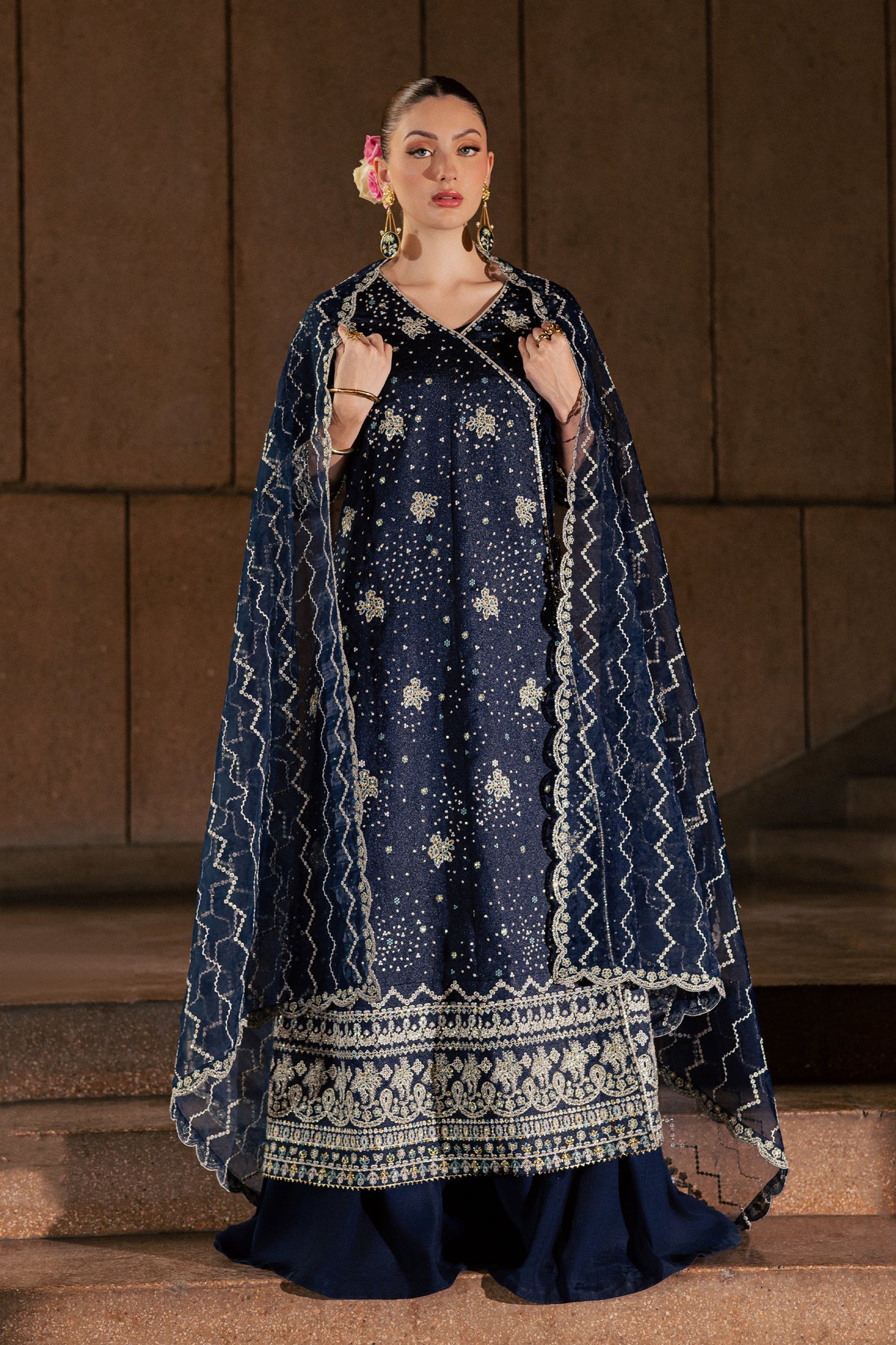 Sunlit 3Pc - Festive Luxe Pret BATIKLUXOCT26  BATIK   XS / Midnight Blue / Bubble Organza