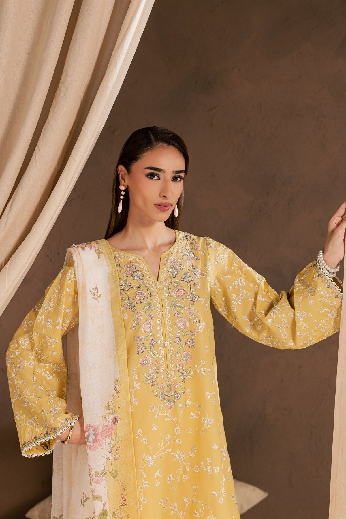 Sunlit Garden 3Pc - Embroidered Cambric Pret PRETAW2026  BATIK   XS / Yellow / Cambric