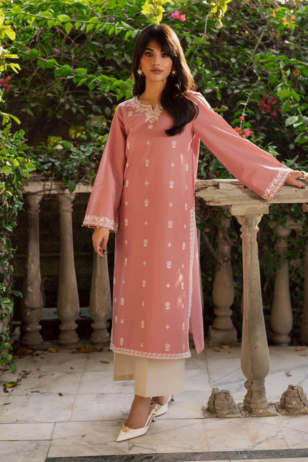  Sylvia 2Pc - Embroidered Khaddar Dress BATIK WINTER PRET 2025  BATIK   XS / Tea pink / Khaddar-S / Tea pink / Khaddar-M / Tea pink / Khaddar-L / Tea pink / Khaddar-XL / Tea pink / Khaddar