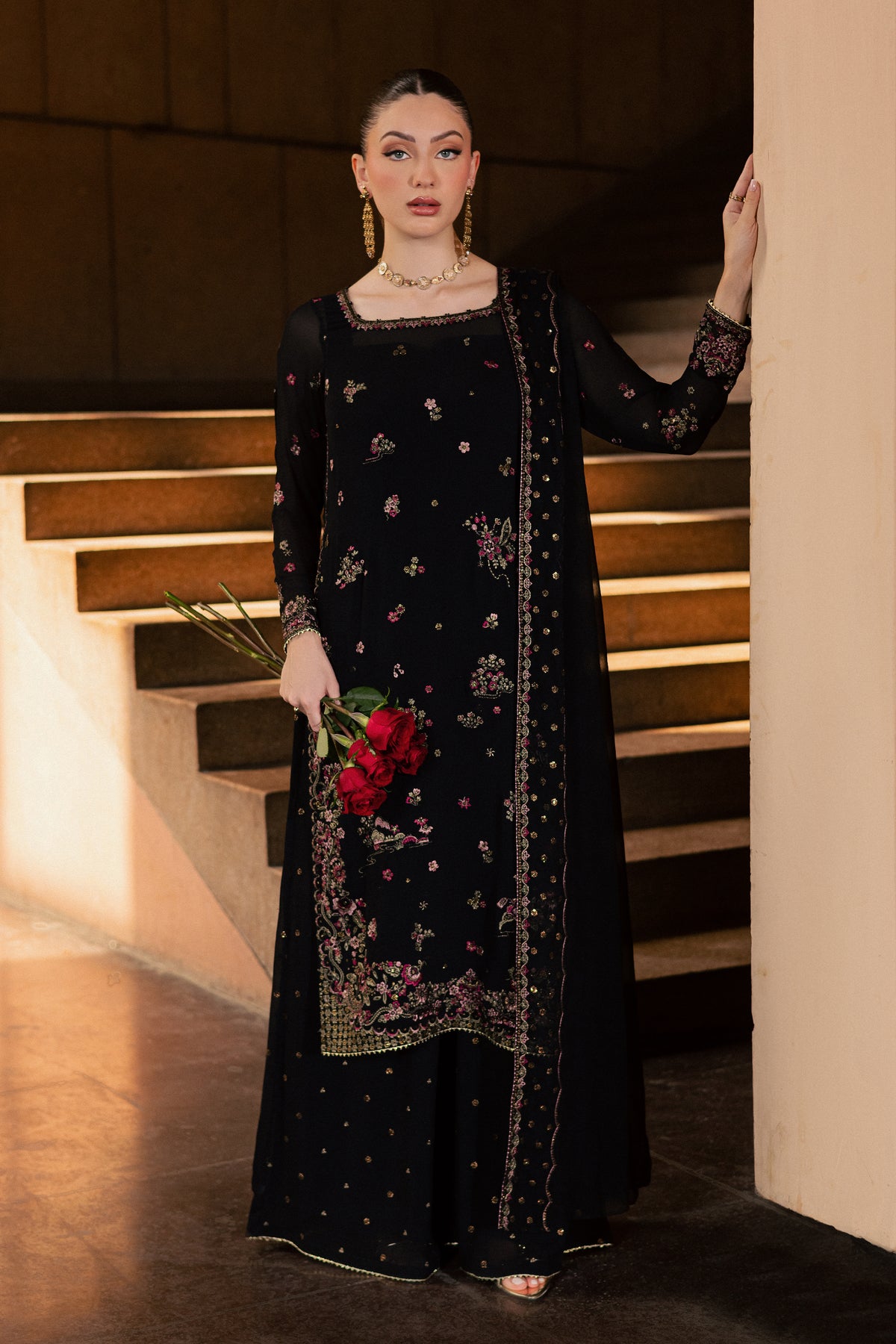 Taleen 3Pc - Festive Luxe Pret BATIKLUXOCT26  BATIK   XS / Black / Georgette
