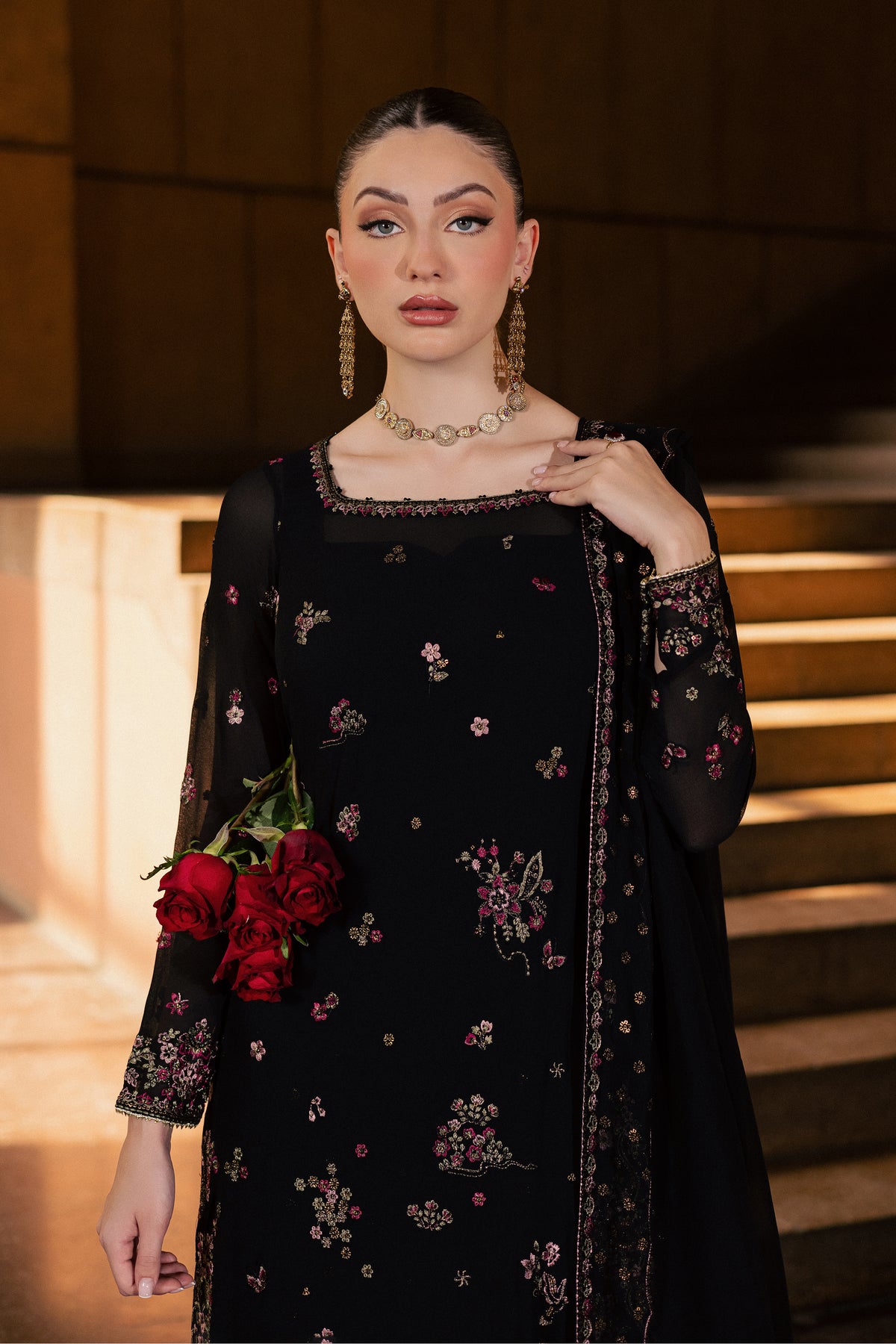 Taleen 3Pc - Festive Luxe Pret BATIKLUXOCT26  BATIK   XS / Black / Georgette