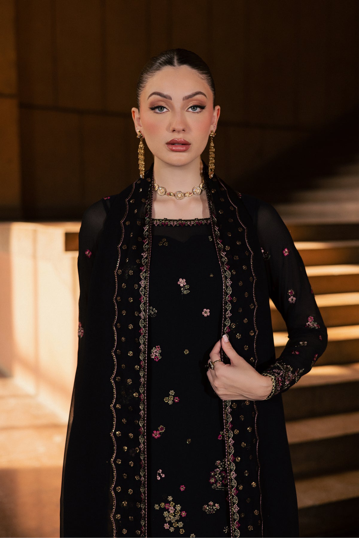 Taleen 3Pc - Festive Luxe Pret BATIKLUXOCT26  BATIK   XS / Black / Georgette