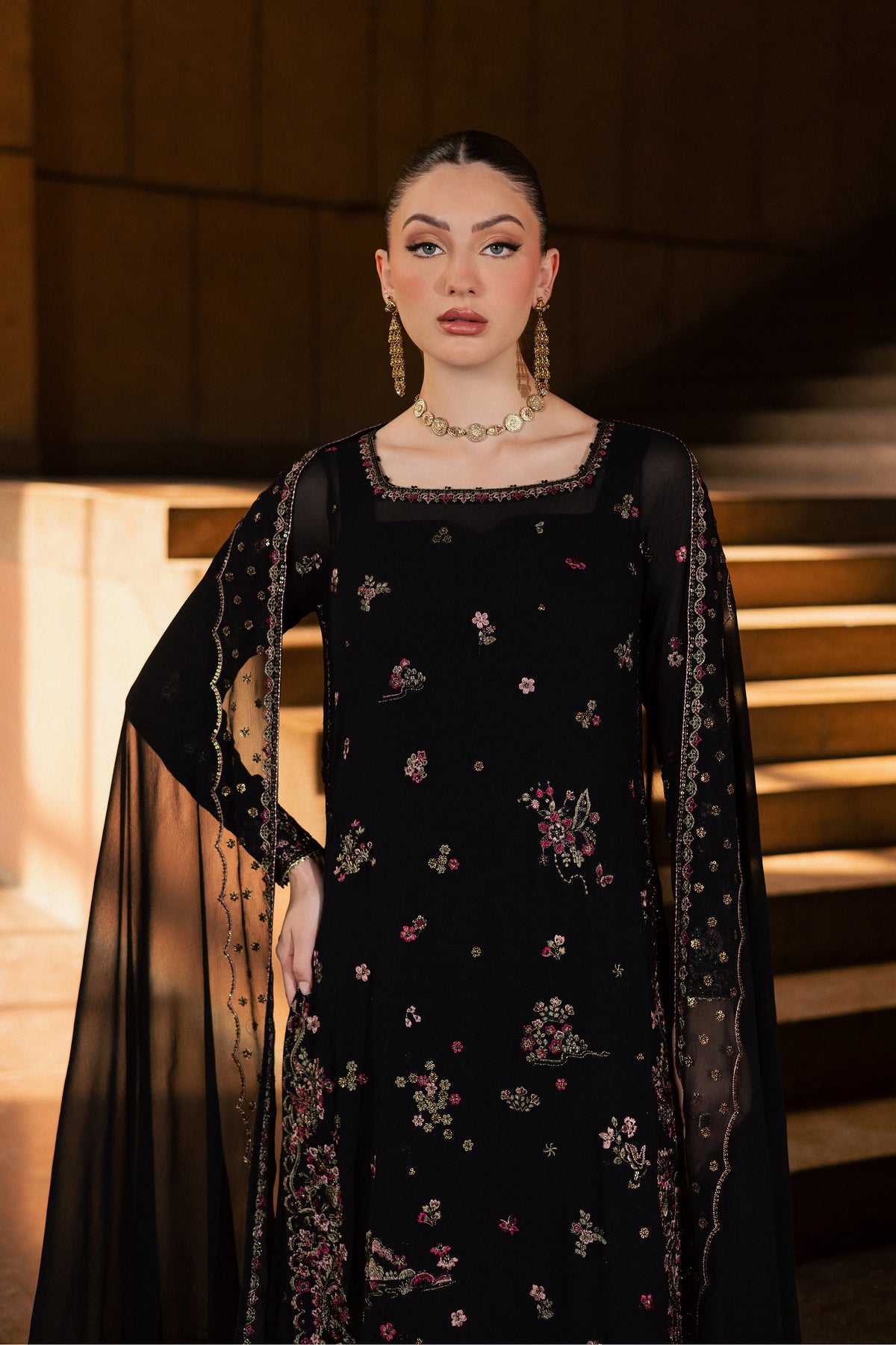 Taleen 3Pc - Festive Luxe Pret BATIKLUXOCT26  BATIK   XS / Black / Georgette