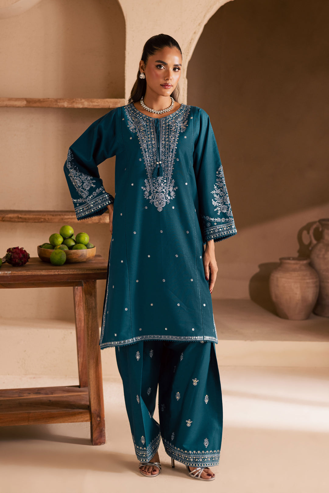  Teal Mahay 2Pc - Embroidered Khaddar Dress BATIK WINTER PRET 2025  BATIK   XS / Prussian / Khaddar-S / Prussian / Khaddar-M / Prussian / Khaddar-L / Prussian / Khaddar-XL / Prussian / Khaddar