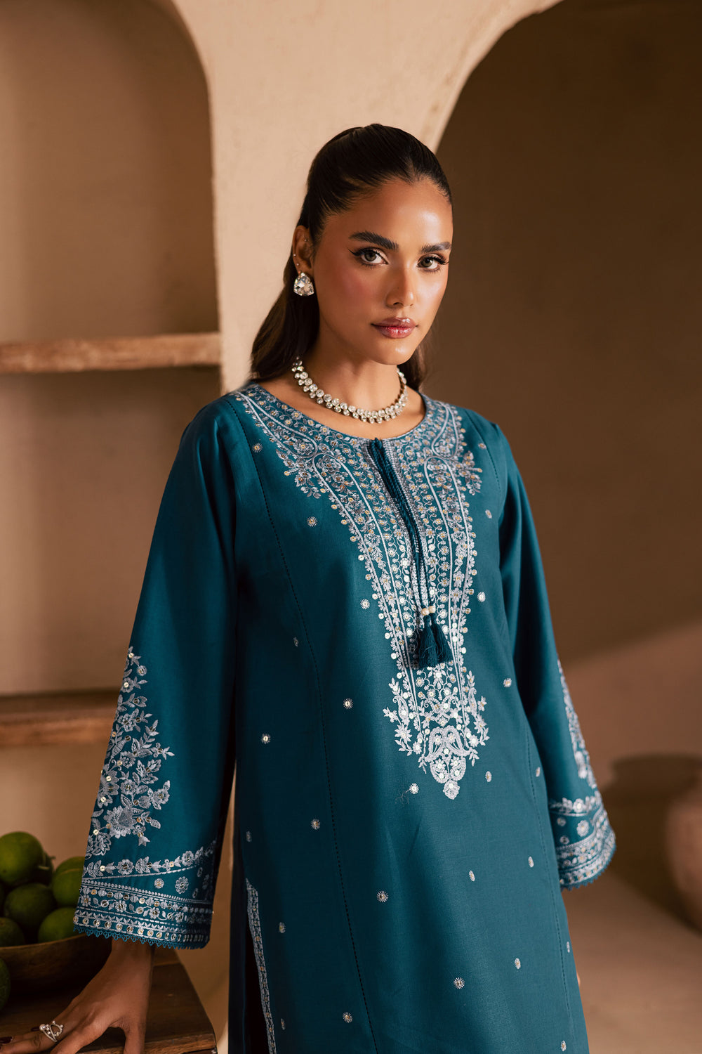  Teal Mahay 2Pc - Embroidered Khaddar Dress BATIK WINTER PRET 2025  BATIK   XS / Prussian / Khaddar-S / Prussian / Khaddar-M / Prussian / Khaddar-L / Prussian / Khaddar-XL / Prussian / Khaddar