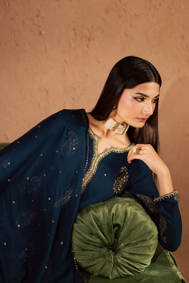  Teal Oasis 3Pc- Festive Luxe Pret BATIKSTUDIO2025  BATIK   S / Teal / Georgette-M / Teal / Georgette-L / Teal / Georgette