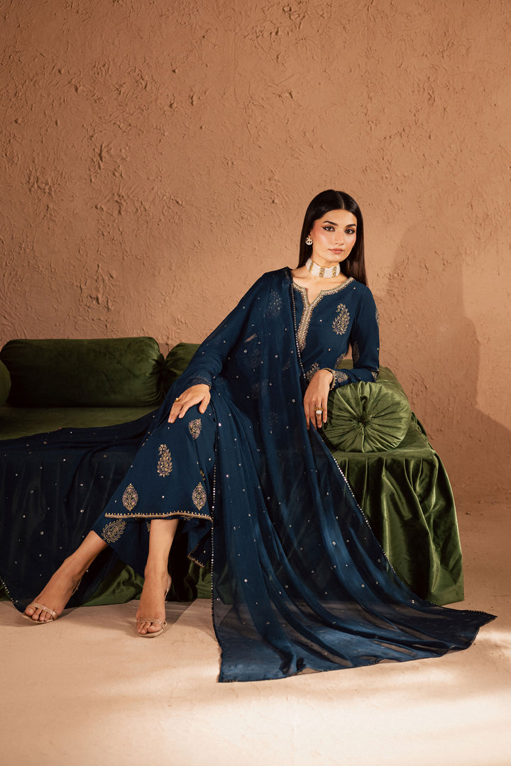  Teal Oasis 3Pc- Festive Luxe Pret BATIKSTUDIO2025  BATIK   S / Teal / Georgette-M / Teal / Georgette-L / Teal / Georgette