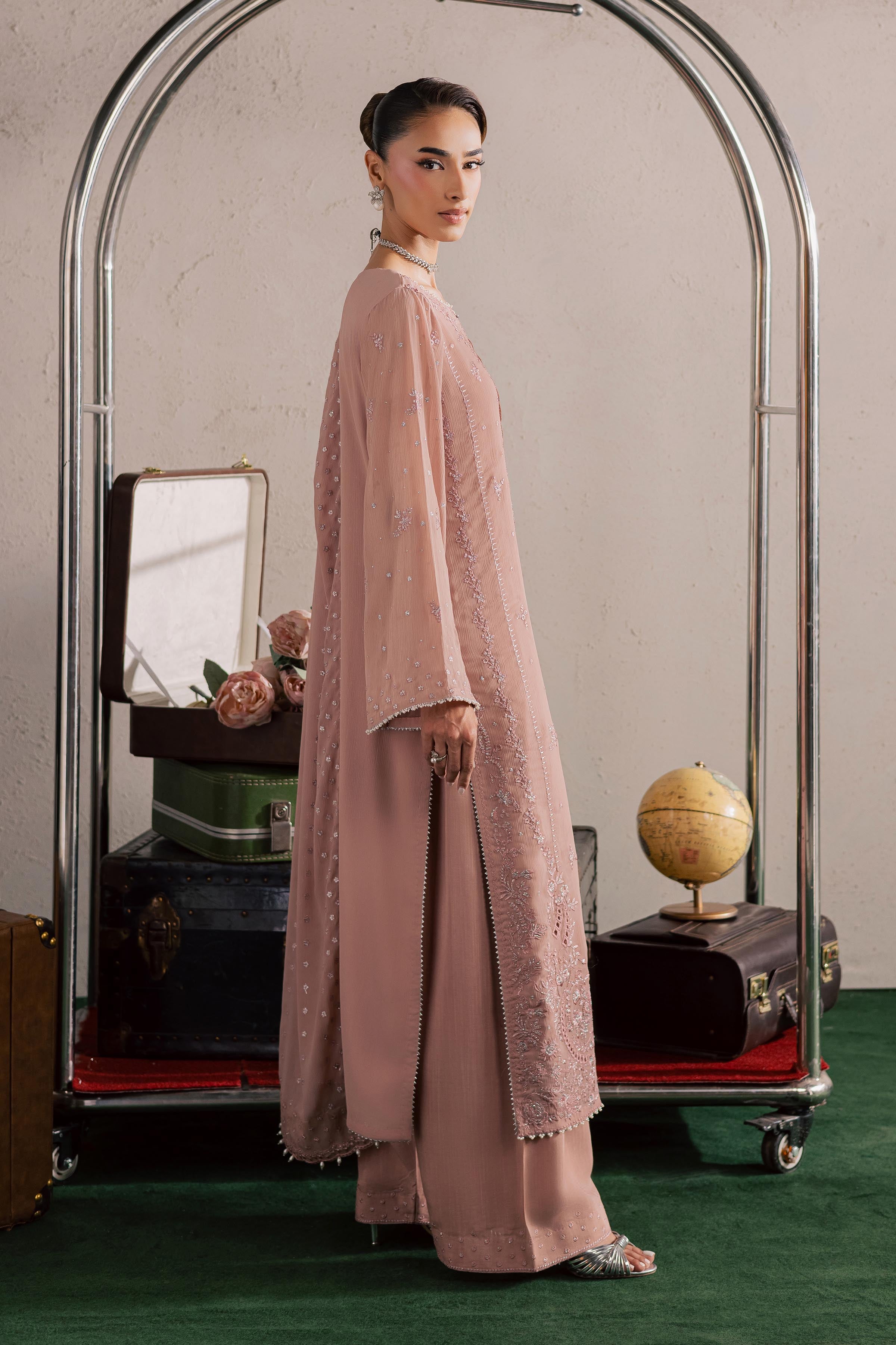  Tirna 3Pc - Festive Luxury Formal BATIKSS26  BATIK   S / Pink / Crinkle-M / Pink / Crinkle-L / Pink / Crinkle