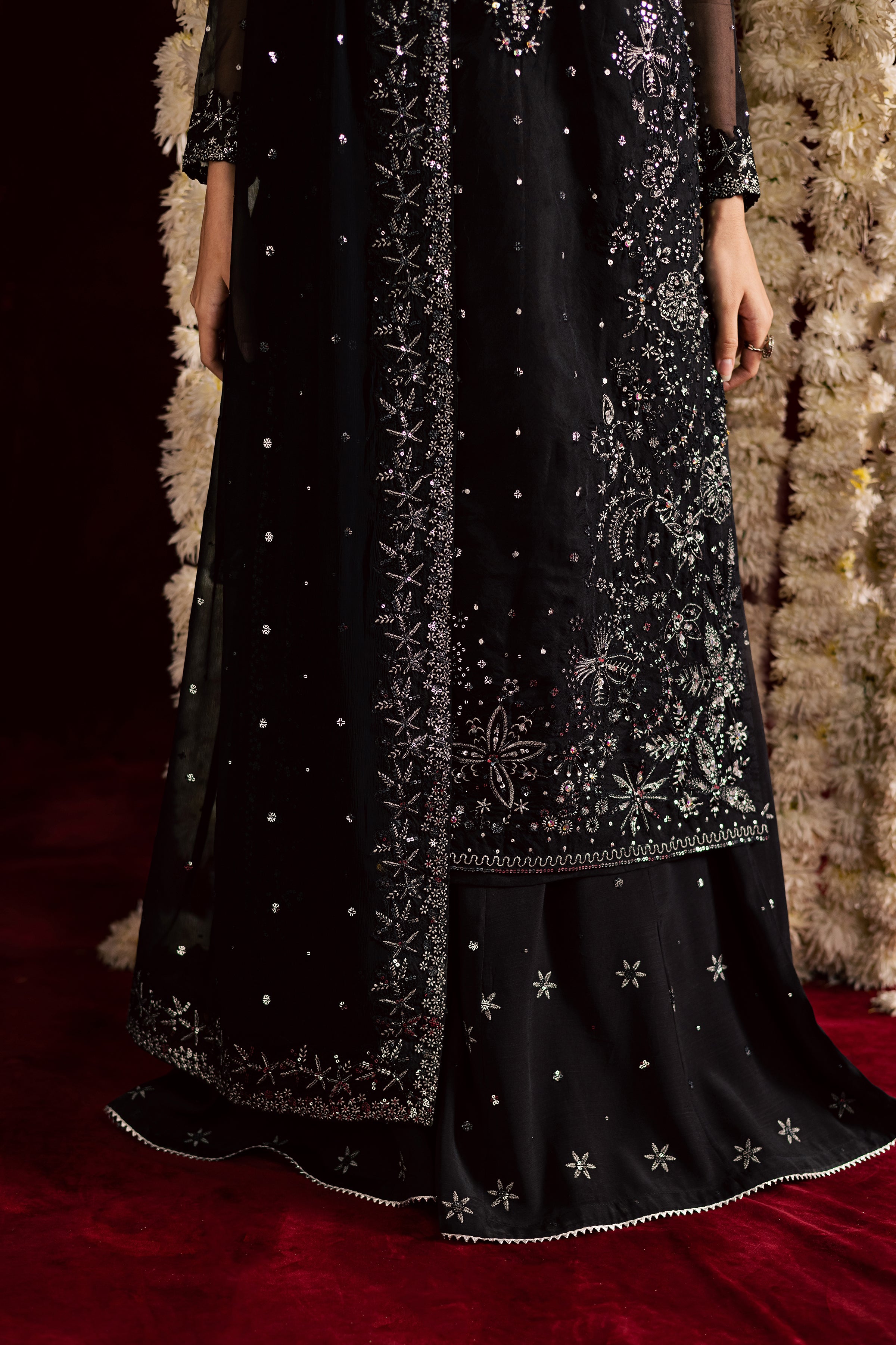  Toor 3Pc- Wedding Formal Dress BATIKSTUDIO2025  BATIK   S / Black / Organza-M / Black / Organza-L / Black / Organza