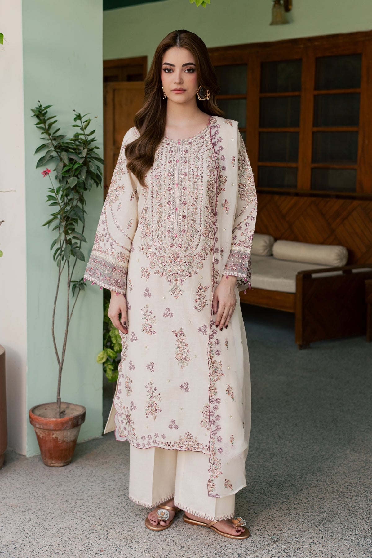 Toska White 3Pc - Embroidered Khaddar Pret PRETKARANDI2026  BATIK   XS / Whisper White / Khaddar