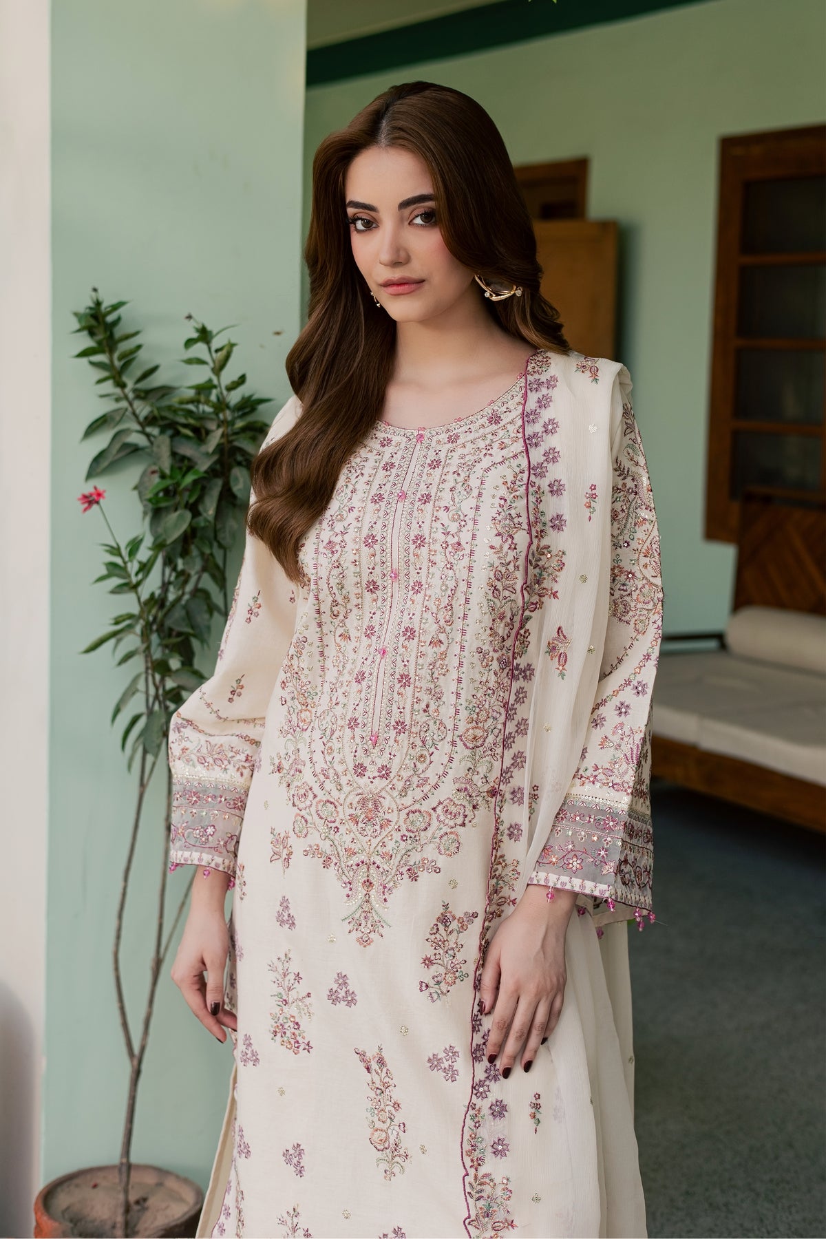 Toska White 3Pc - Embroidered Khaddar Pret PRETKARANDI2026  BATIK   XS / Whisper White / Khaddar