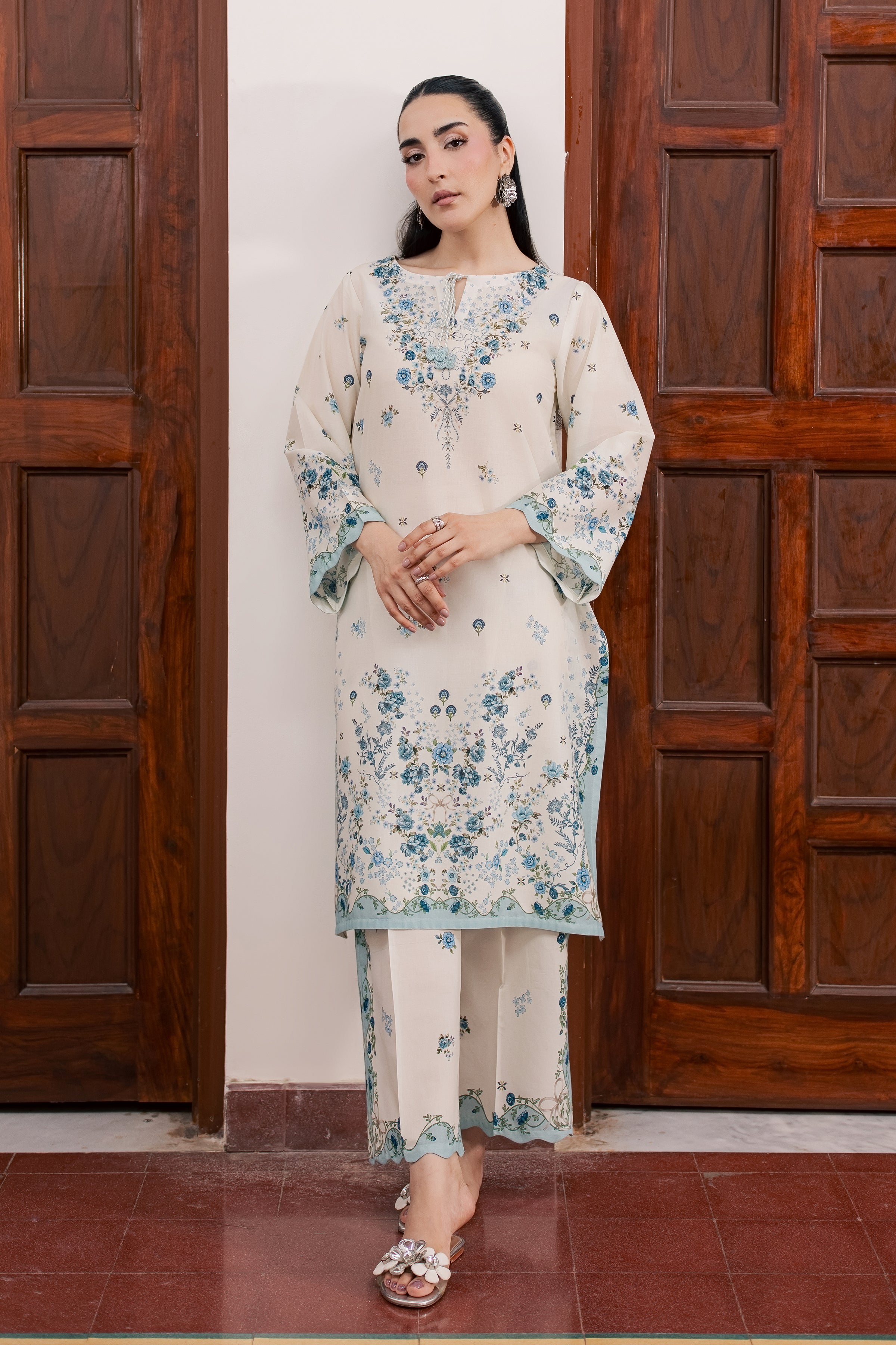  Trey 2Pc - Printed Lawn Dress BATIKSS26  BATIK   XS / Off White / Lawn-S / Off White / Lawn-M / Off White / Lawn-L / Off White / Lawn-XL / Off White / Lawn