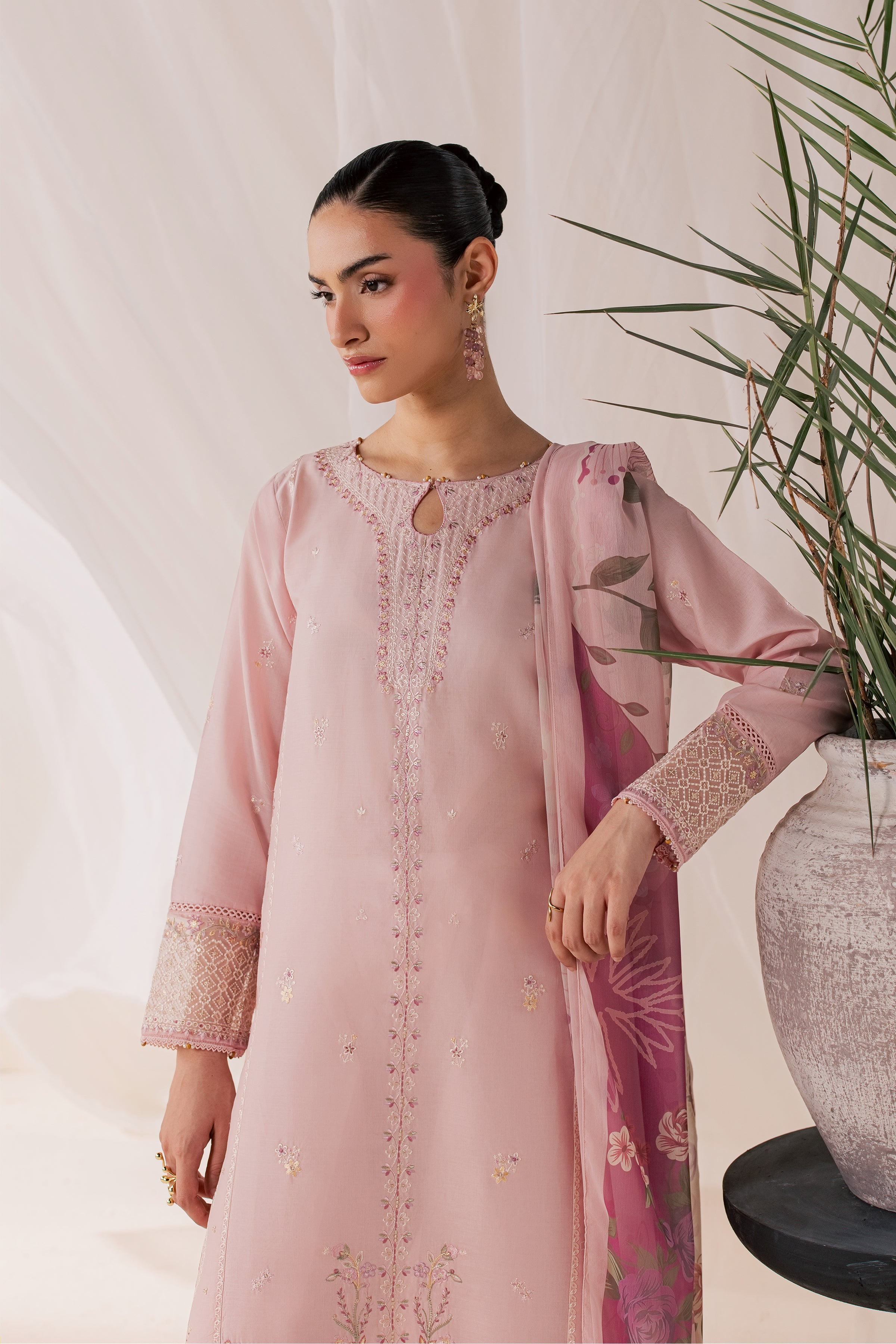 Tulip Powder 3Pc - Luxury Embroidered Lawn BATIKSS26  BATIK   XS / Powder Pink / Pima Lawn