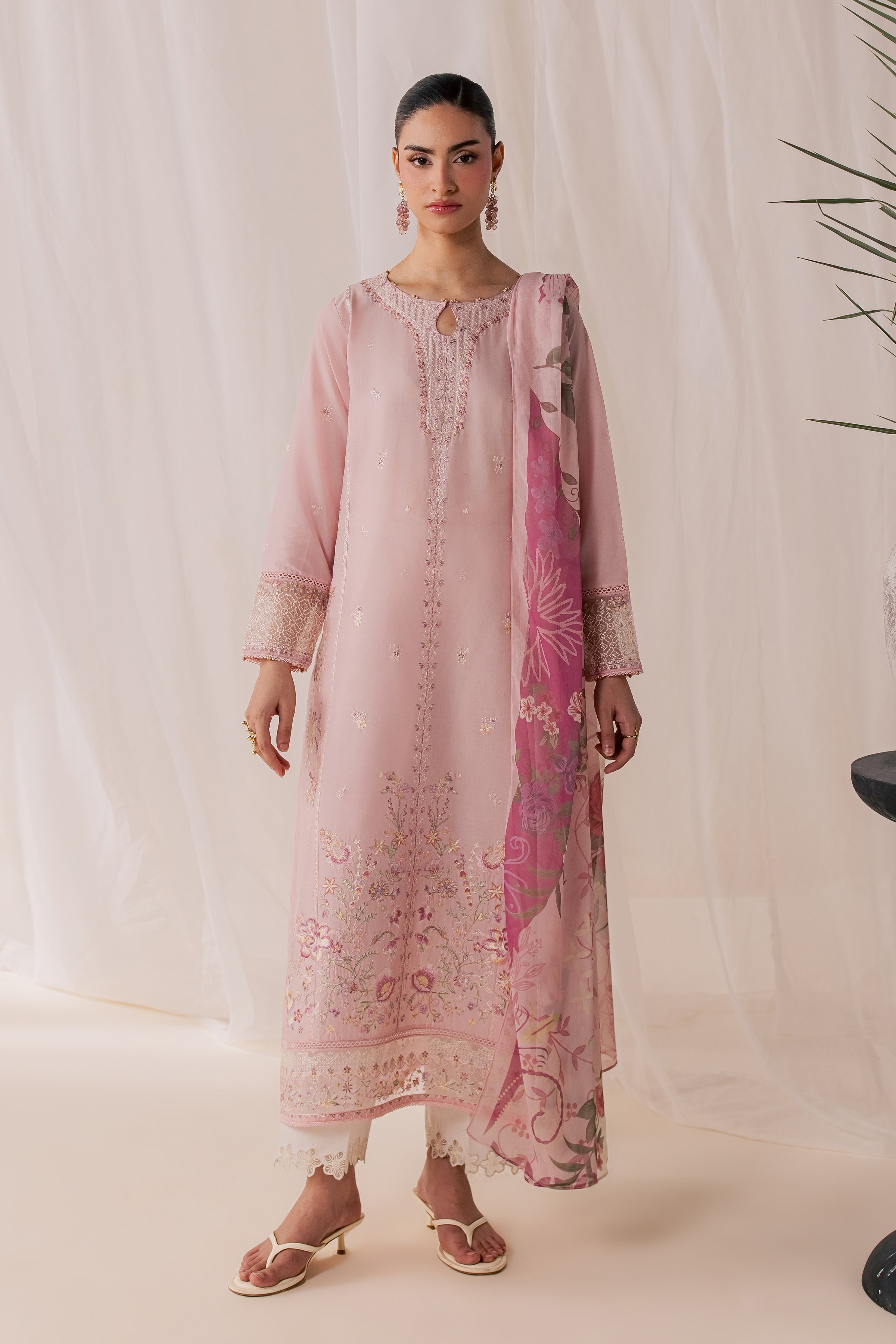 Tulip Powder 3Pc - Luxury Embroidered Lawn BATIKSS26  BATIK   XS / Powder Pink / Pima Lawn