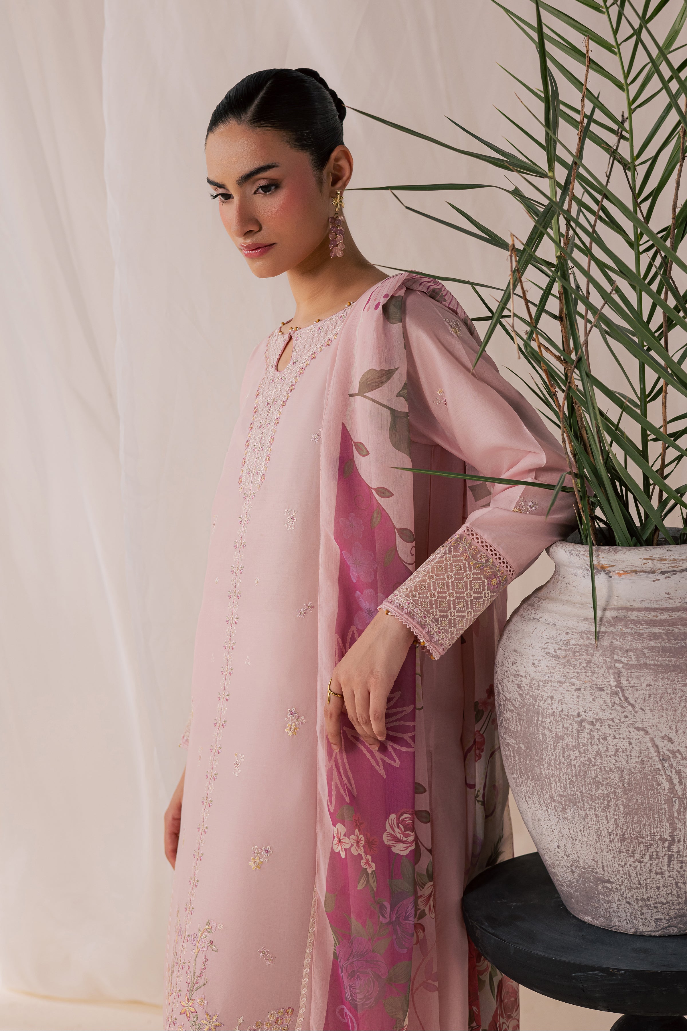 Tulip Powder 3Pc - Luxury Embroidered Lawn BATIKSS26  BATIK   XS / Powder Pink / Pima Lawn