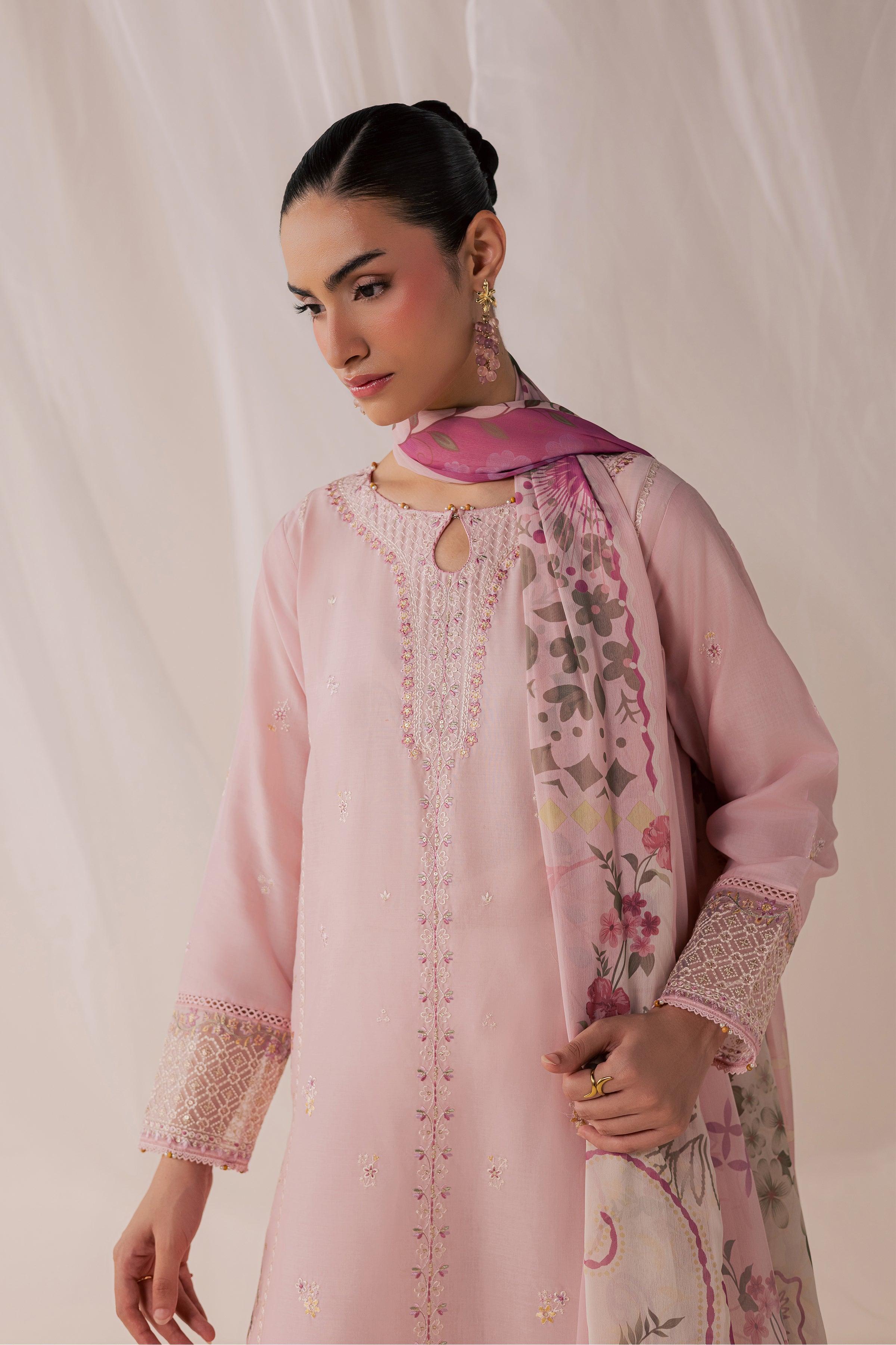 Tulip Powder 3Pc - Luxury Embroidered Lawn BATIKSS26  BATIK   XS / Powder Pink / Pima Lawn
