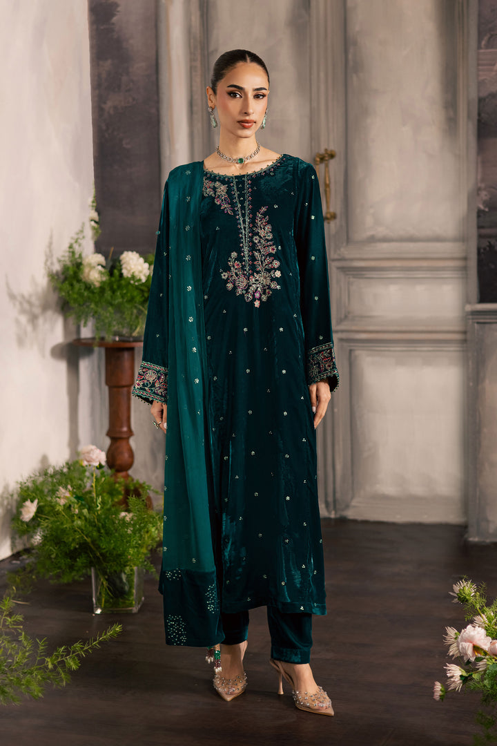  Turquoise 3Pc - Velvet Luxe Pret BATIKLuxePRET2025  BATIK   XS / Teal Green / Velvet-S / Teal Green / Velvet-M / Teal Green / Velvet-L / Teal Green / Velvet-XL / Teal Green / Velvet