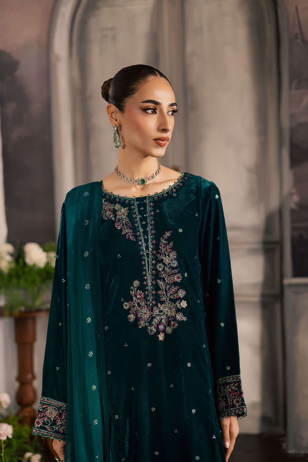  Turquoise 3Pc - Velvet Luxe Pret BATIKLuxePRET2025  BATIK   XS / Teal Green / Velvet-S / Teal Green / Velvet-M / Teal Green / Velvet-L / Teal Green / Velvet-XL / Teal Green / Velvet