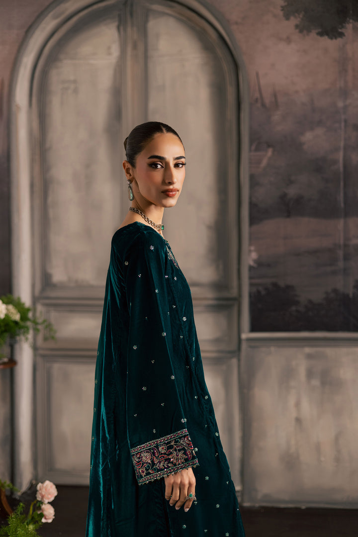  Turquoise 3Pc - Velvet Luxe Pret BATIKLuxePRET2025  BATIK   XS / Teal Green / Velvet-S / Teal Green / Velvet-M / Teal Green / Velvet-L / Teal Green / Velvet-XL / Teal Green / Velvet