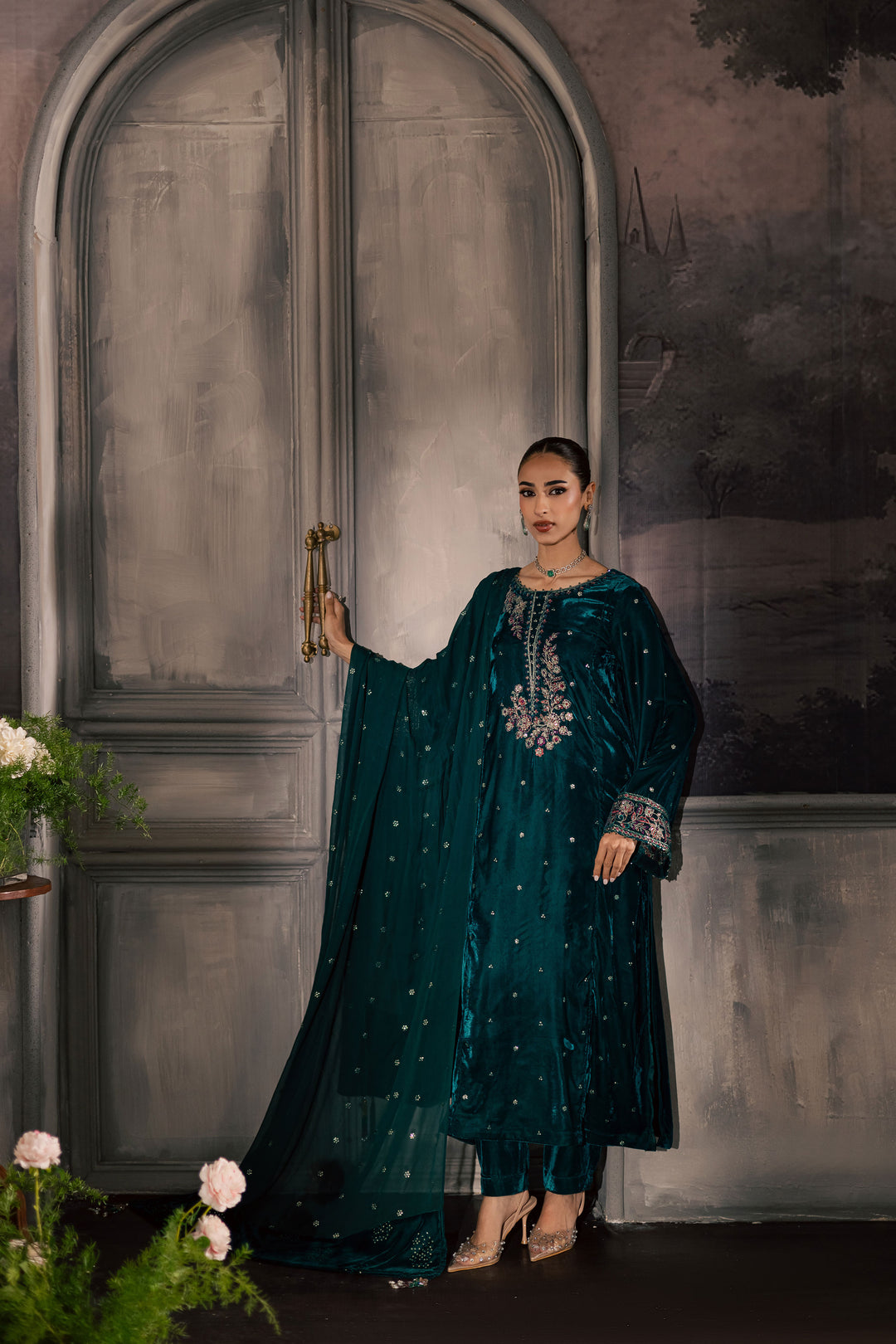  Turquoise 3Pc - Velvet Luxe Pret BATIKLuxePRET2025  BATIK   XS / Teal Green / Velvet-S / Teal Green / Velvet-M / Teal Green / Velvet-L / Teal Green / Velvet-XL / Teal Green / Velvet