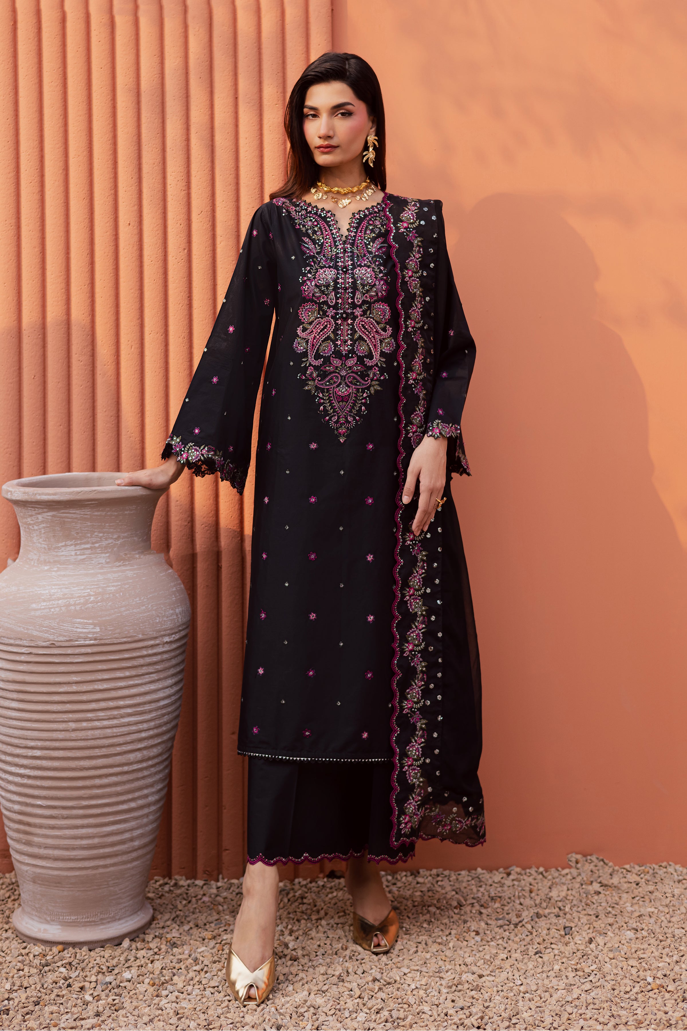  Unaiza 3Pc - Festive Embroidered Lawn BATIKEID2026  BATIK   XS / Black / Giza-S / Black / Giza-M / Black / Giza-L / Black / Giza-XL / Black / Giza