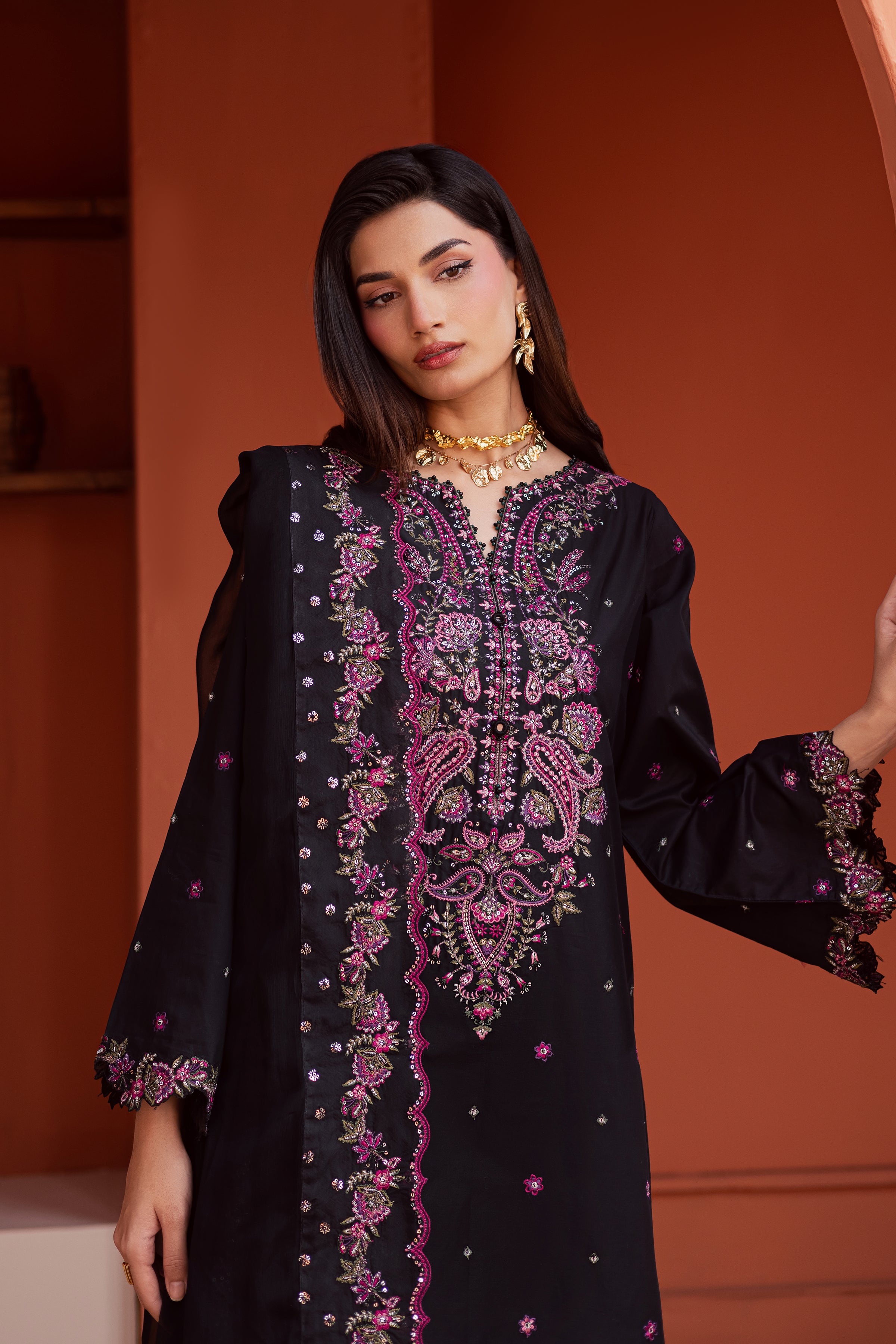  Unaiza 3Pc - Festive Embroidered Lawn BATIKEID2026  BATIK   XS / Black / Giza-S / Black / Giza-M / Black / Giza-L / Black / Giza-XL / Black / Giza