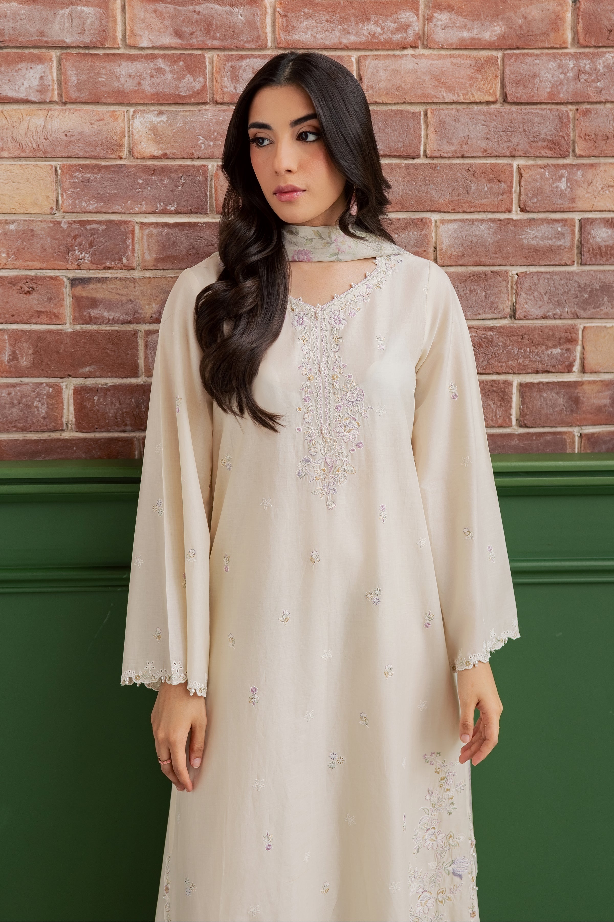 Vanila Frost 3Pc - Embroidered Lawn Dress EverydayEdit26  BATIK   XS / Off White / Pima Lawn