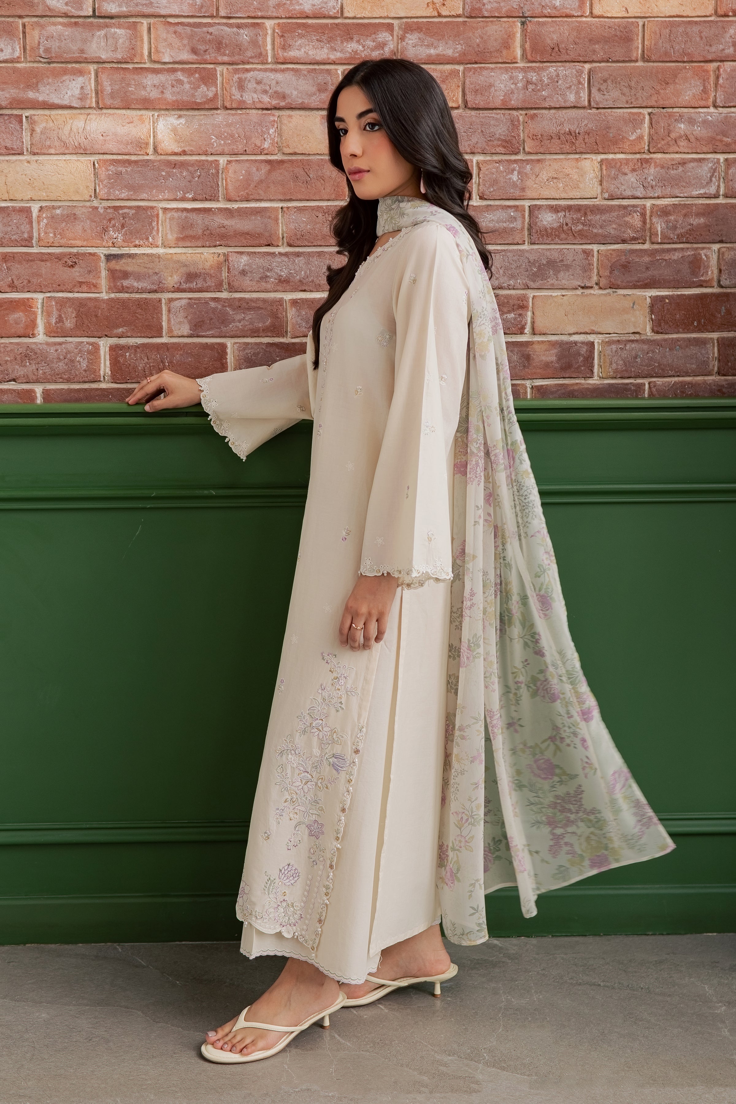 Vanila Frost 3Pc - Embroidered Lawn Dress EverydayEdit26  BATIK   XS / Off White / Pima Lawn