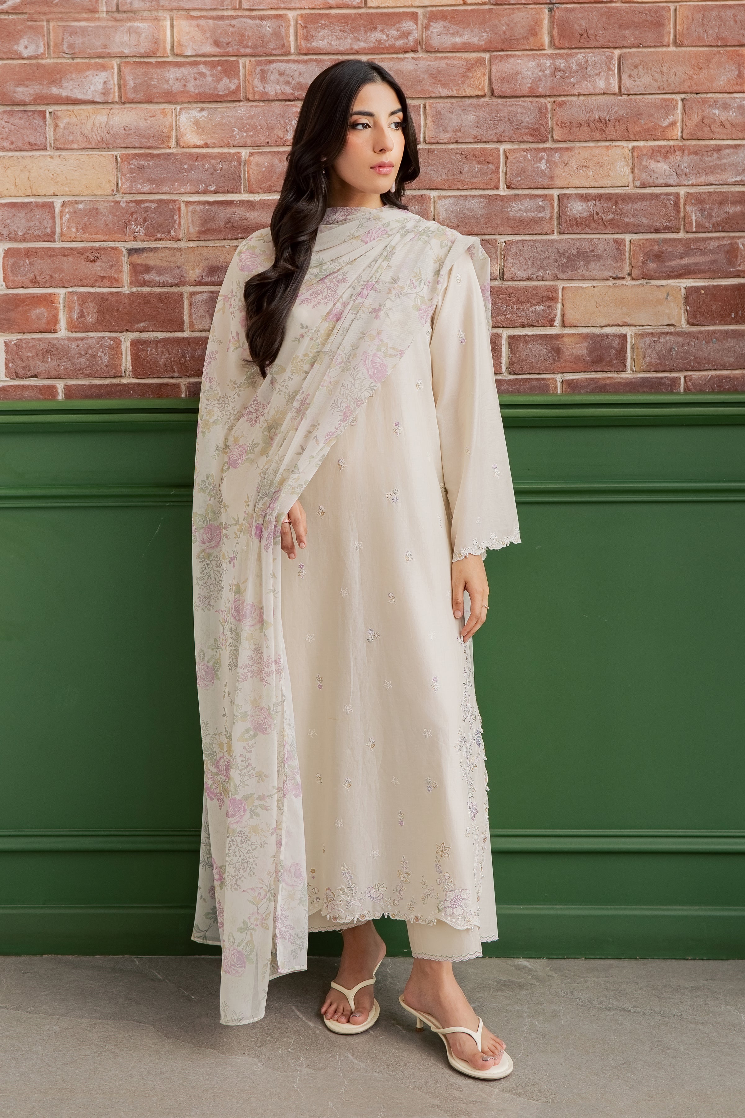Vanila Frost 3Pc - Embroidered Lawn Dress EverydayEdit26  BATIK   XS / Off White / Pima Lawn