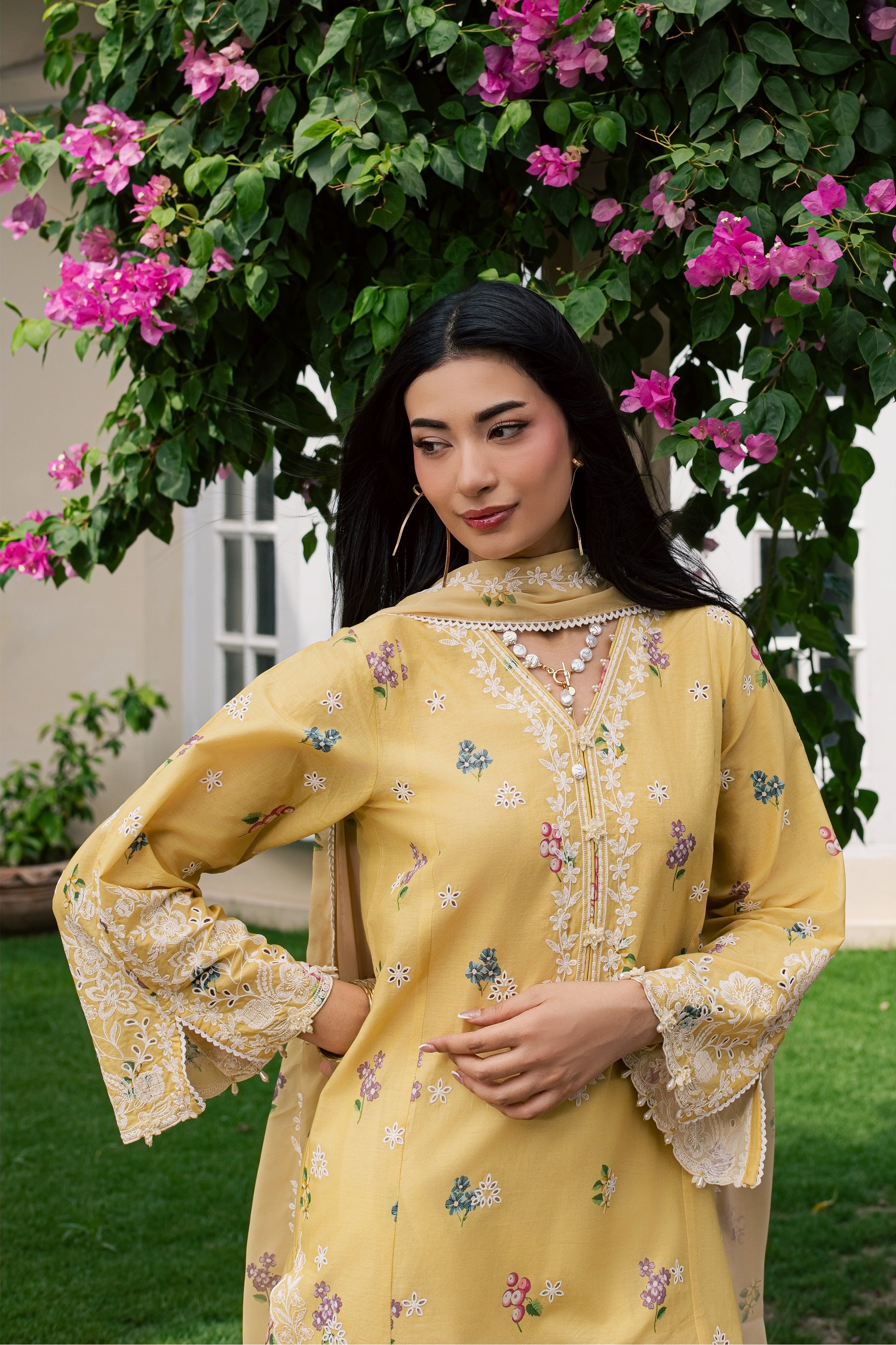  Vard 3Pc - Luxury Embroidered Lawn BATIKSS26  BATIK   XS / Yellow / Lawn-S / Yellow / Lawn-M / Yellow / Lawn-L / Yellow / Lawn-XL / Yellow / Lawn