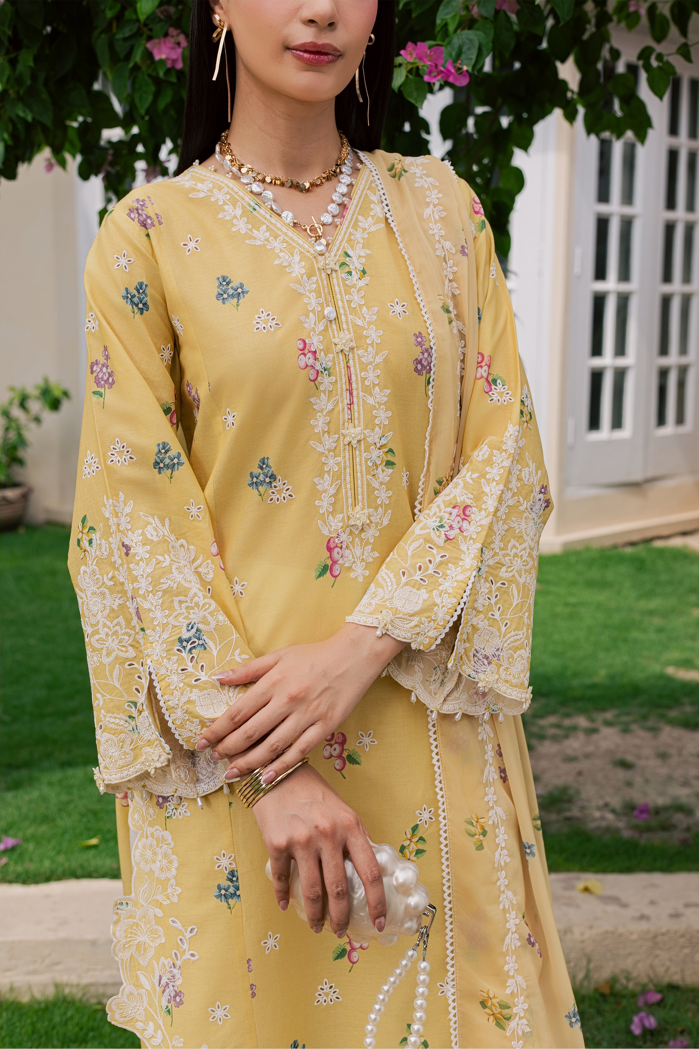  Vard 3Pc - Luxury Embroidered Lawn BATIKSS26  BATIK   XS / Yellow / Lawn-S / Yellow / Lawn-M / Yellow / Lawn-L / Yellow / Lawn-XL / Yellow / Lawn